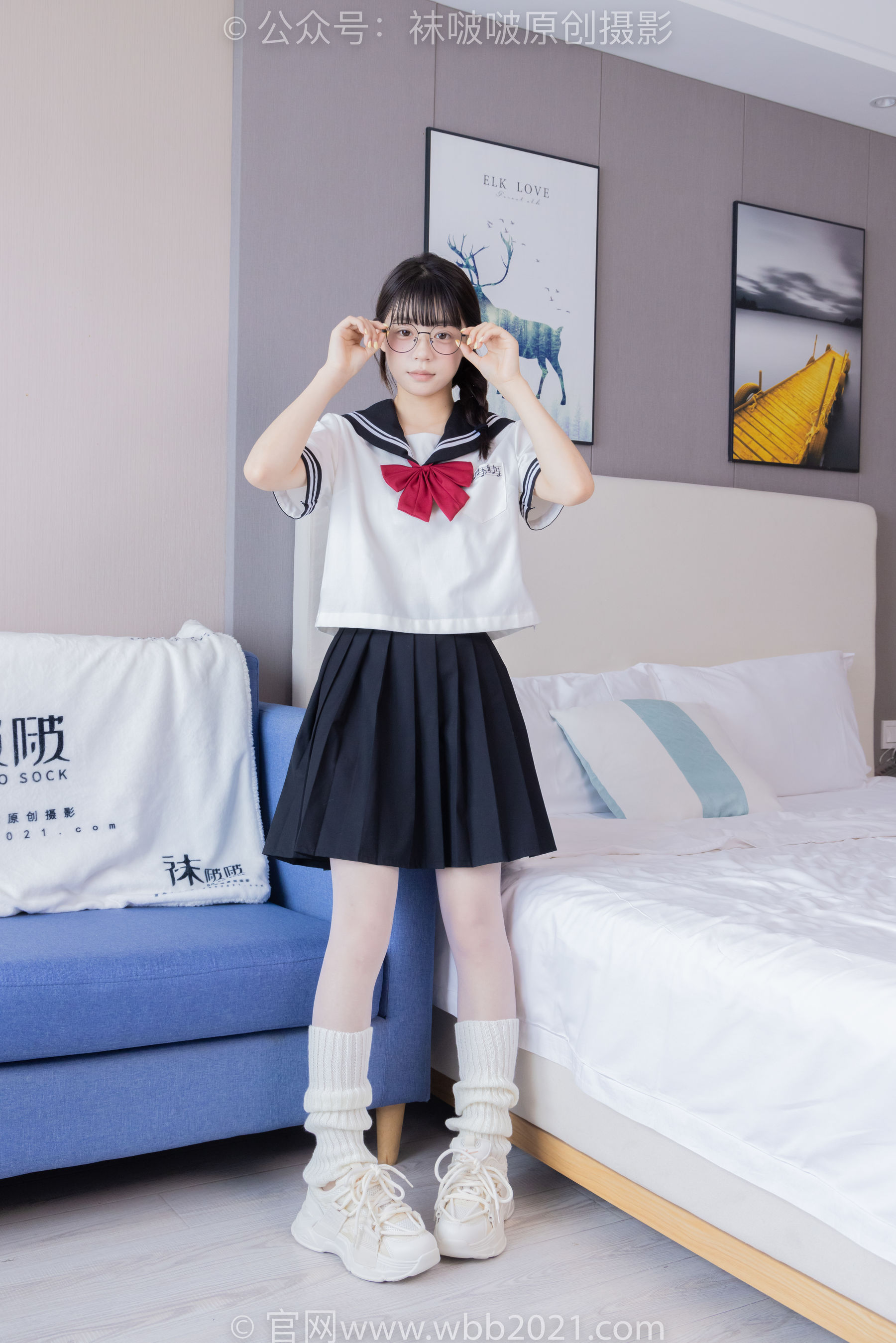 BoBoSocks袜啵啵 No.548 糯米 - 运动鞋、堆堆袜套、薄白丝、jk制服/(145P)