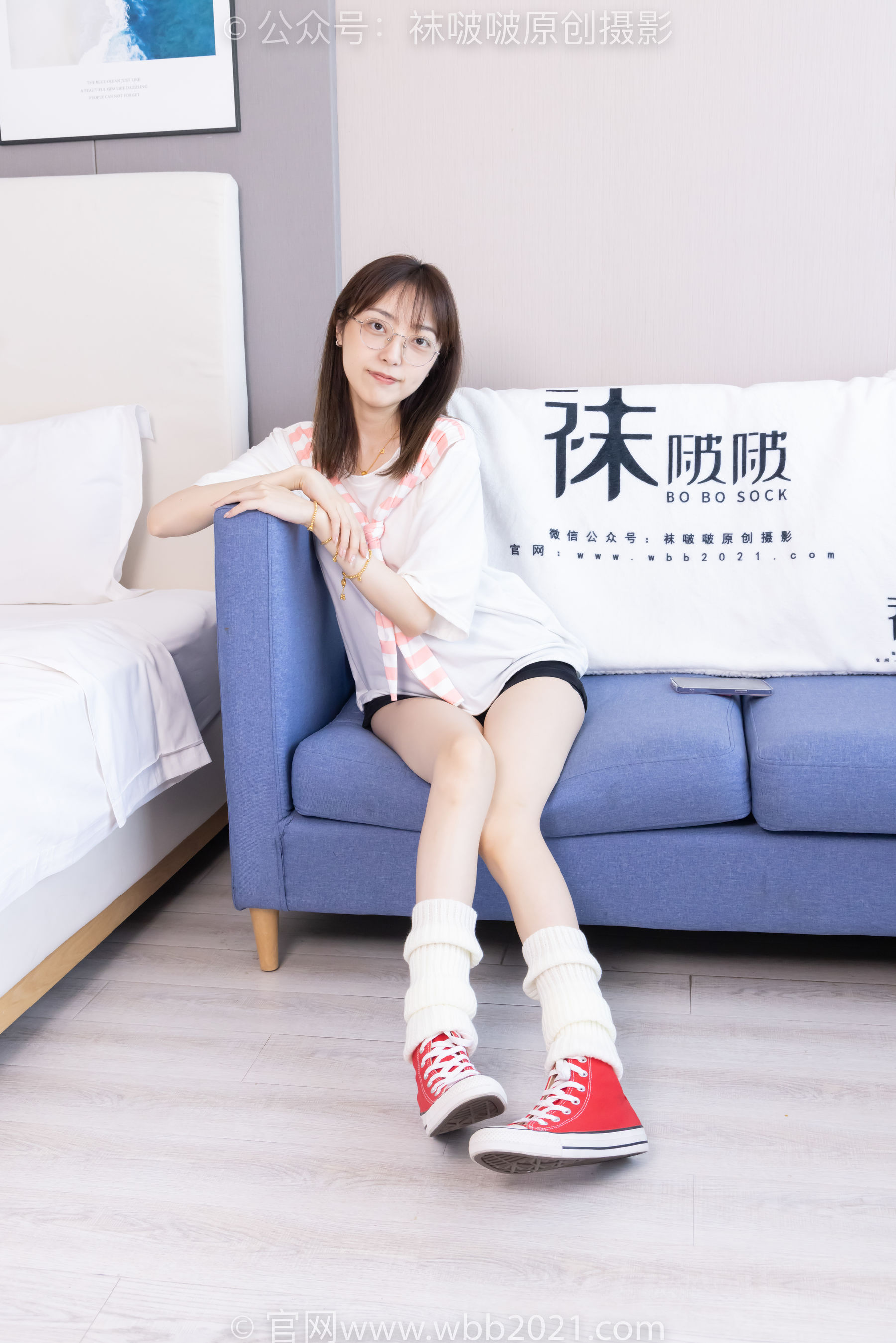 BoBoSocks袜啵啵 No.527 稚予 - 帆布鞋、堆堆袜套、白棉袜/(140P)