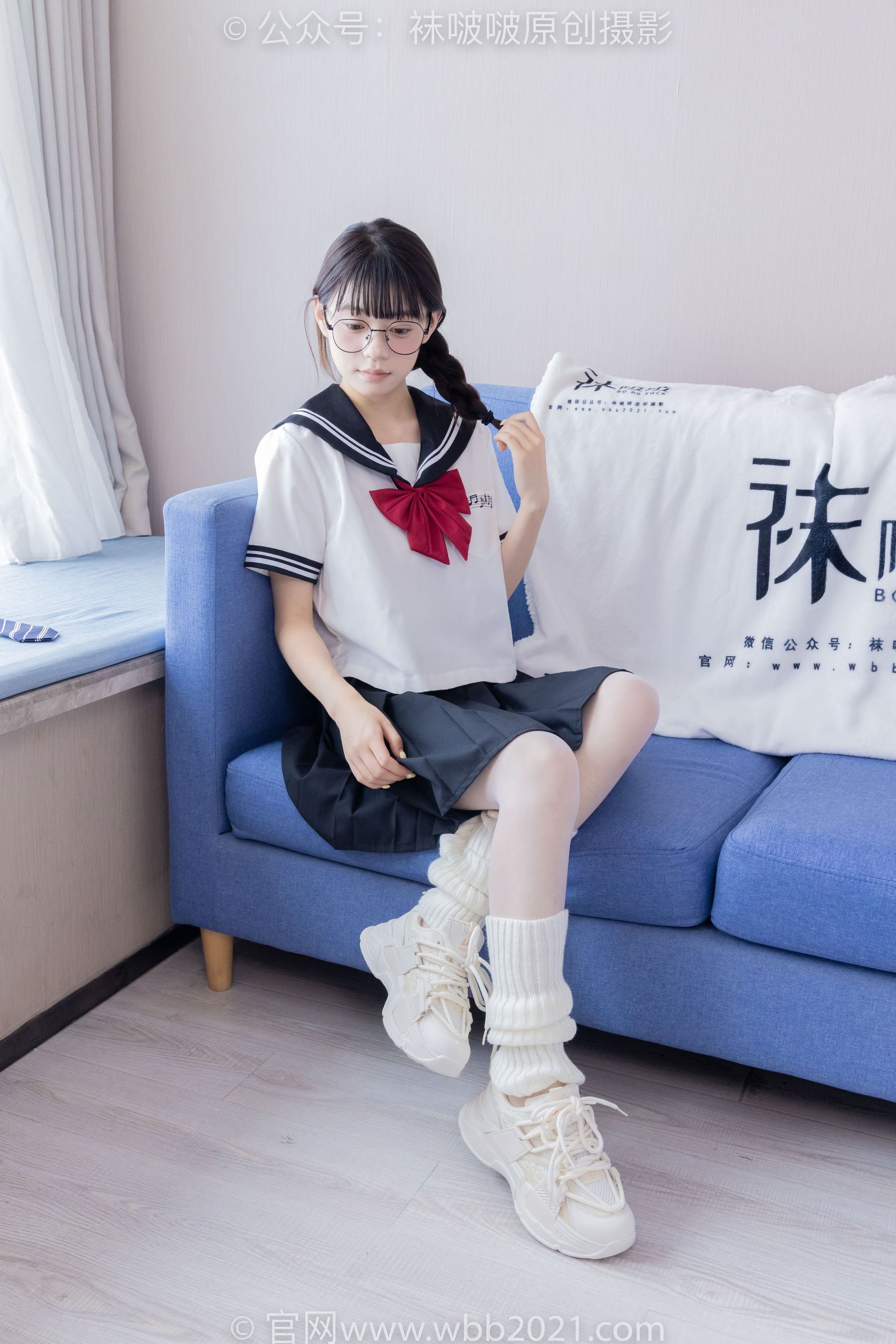 BoBoSocks袜啵啵 No.548 糯米 - 运动鞋、堆堆袜套、薄白丝、jk制服/(145P)