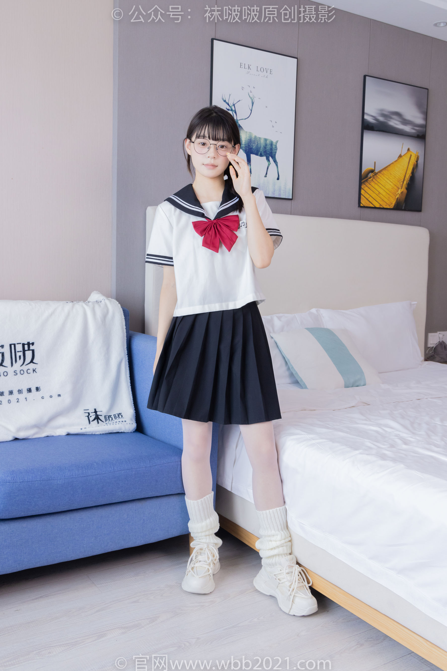 BoBoSocks袜啵啵 No.548 糯米 - 运动鞋、堆堆袜套、薄白丝、jk制服/(145P)