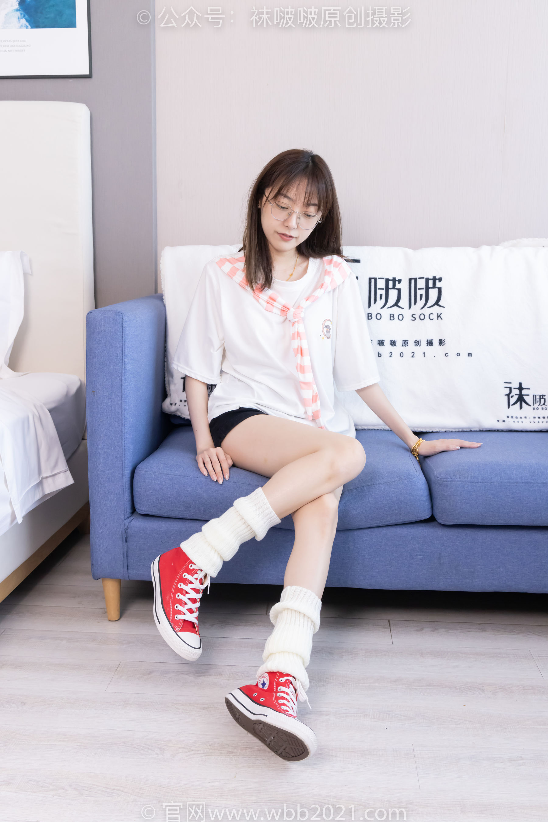 BoBoSocks袜啵啵 No.527 稚予 - 帆布鞋、堆堆袜套、白棉袜/(140P)