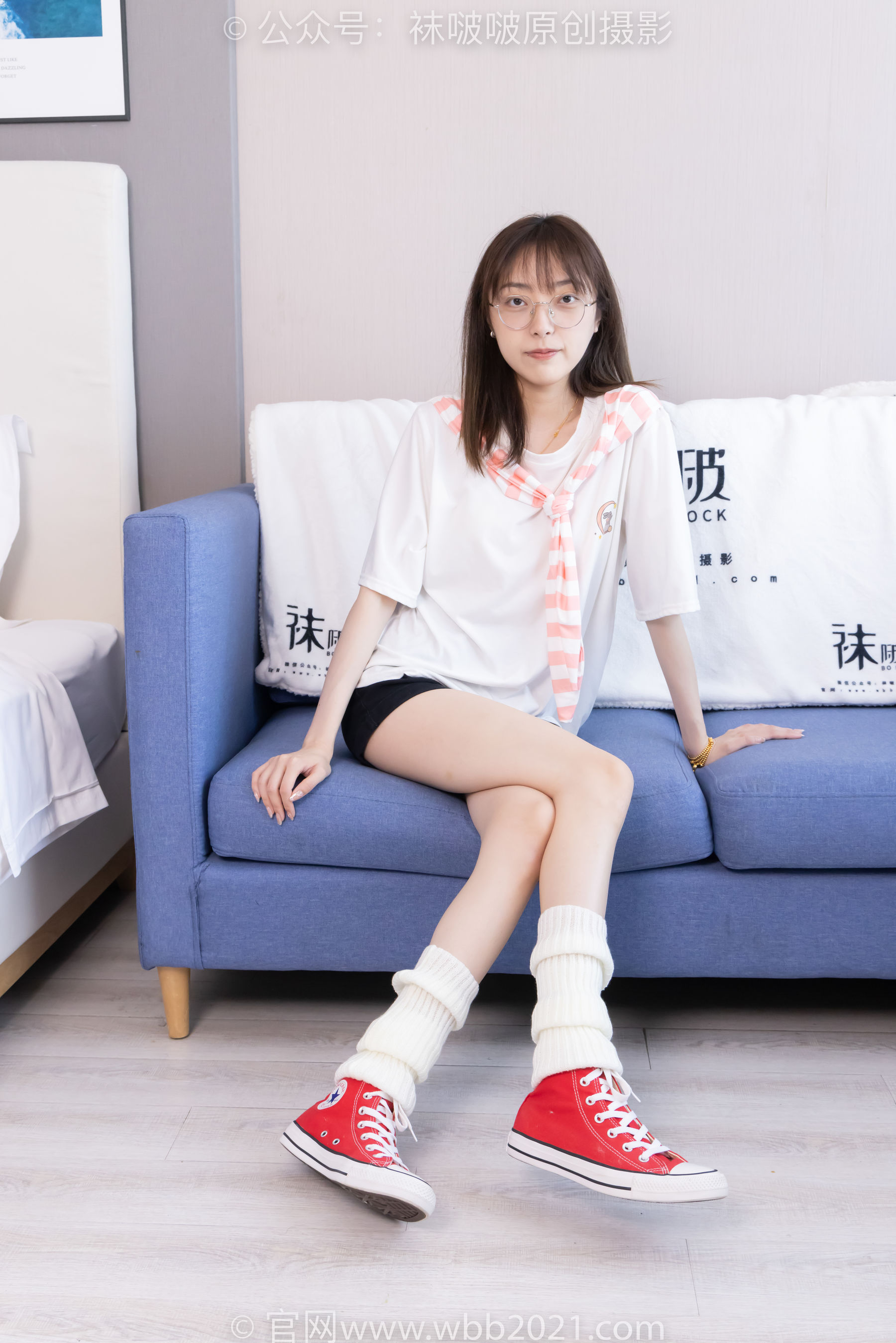 BoBoSocks袜啵啵 No.527 稚予 - 帆布鞋、堆堆袜套、白棉袜/(140P)