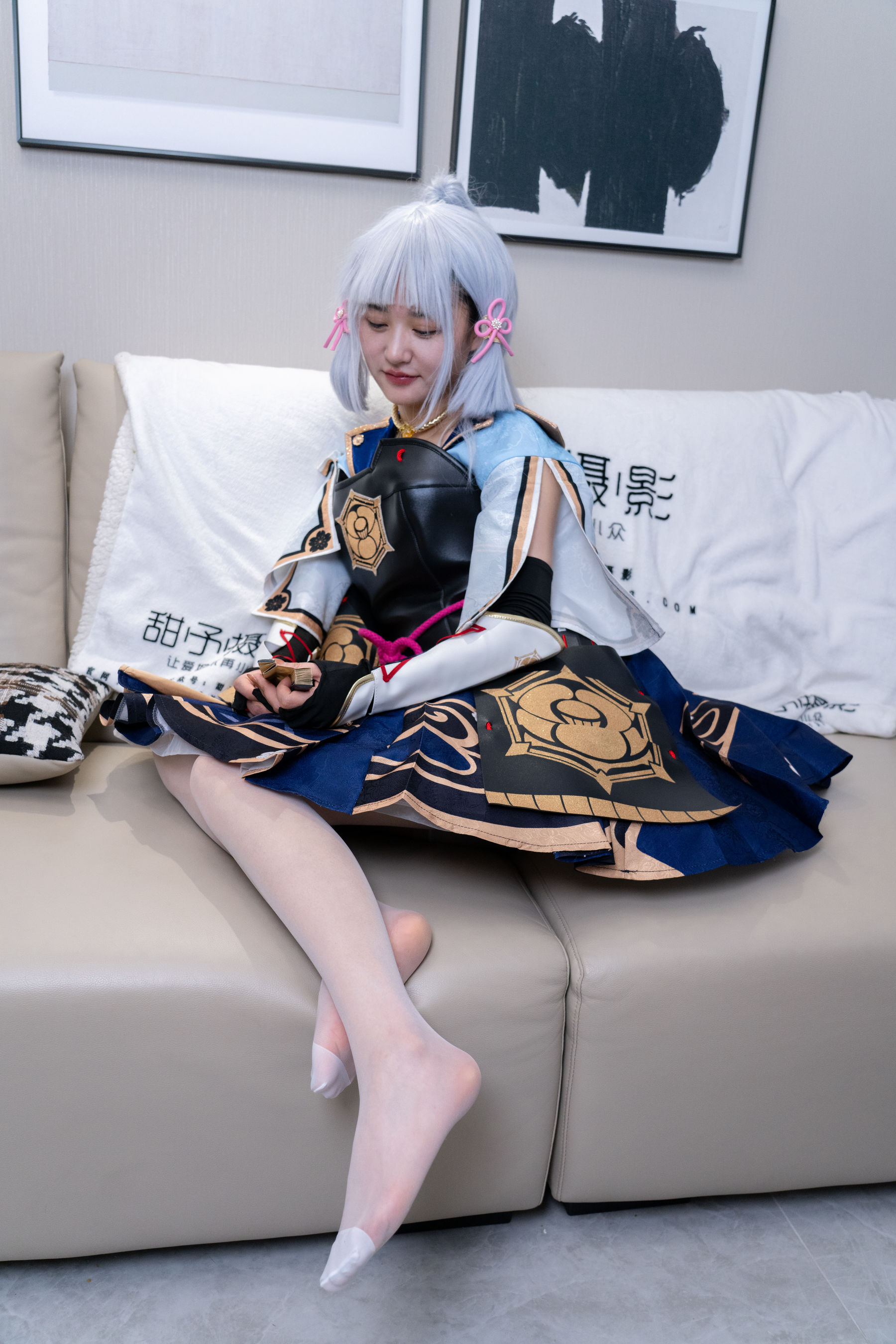 甜予摄影 No.141 澜澜 - cos服人字拖、白丝、裸足、挠脚心剧情/(134P)