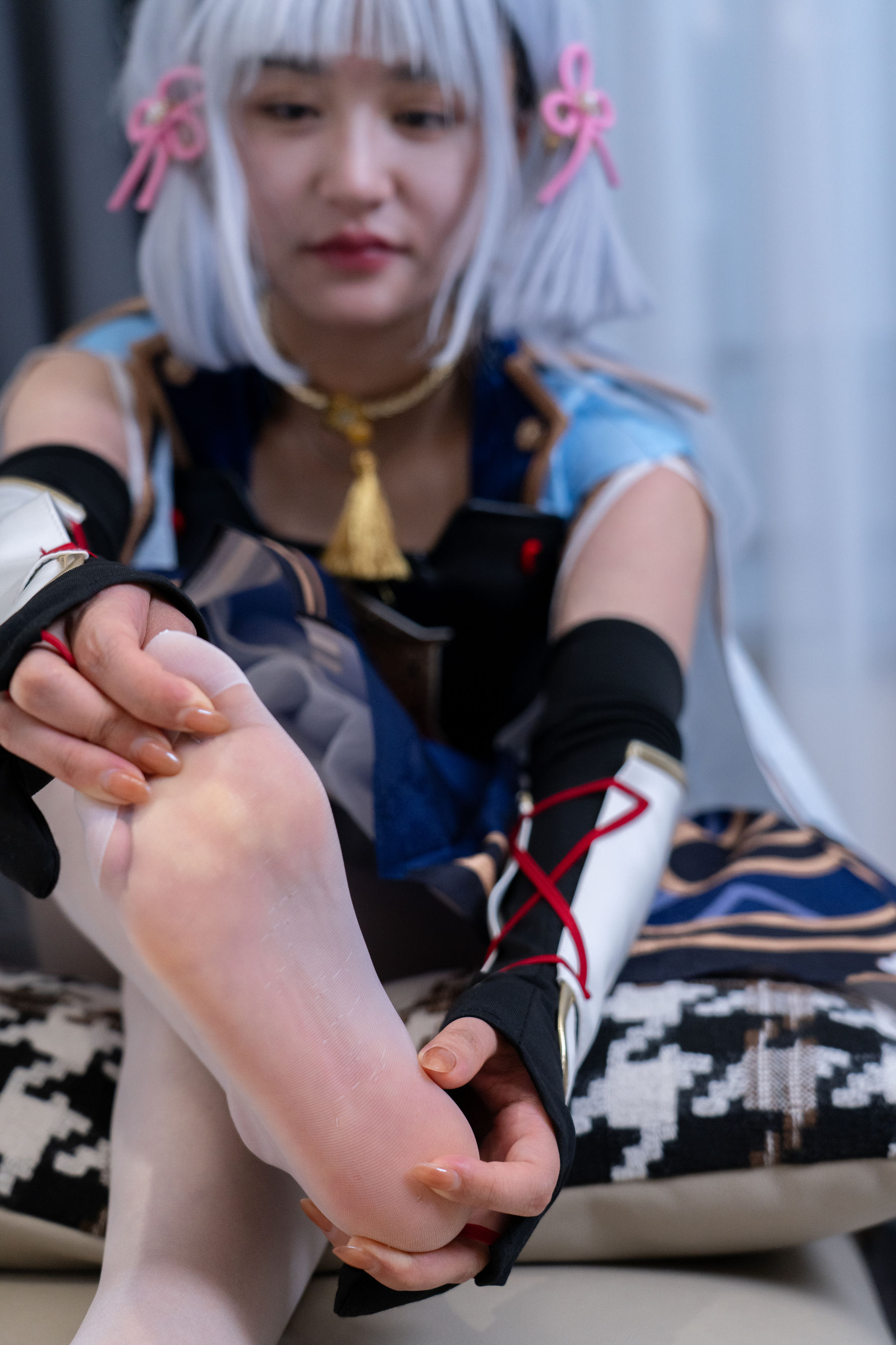 甜予摄影 No.141 澜澜 - cos服人字拖、白丝、裸足、挠脚心剧情/(134P)