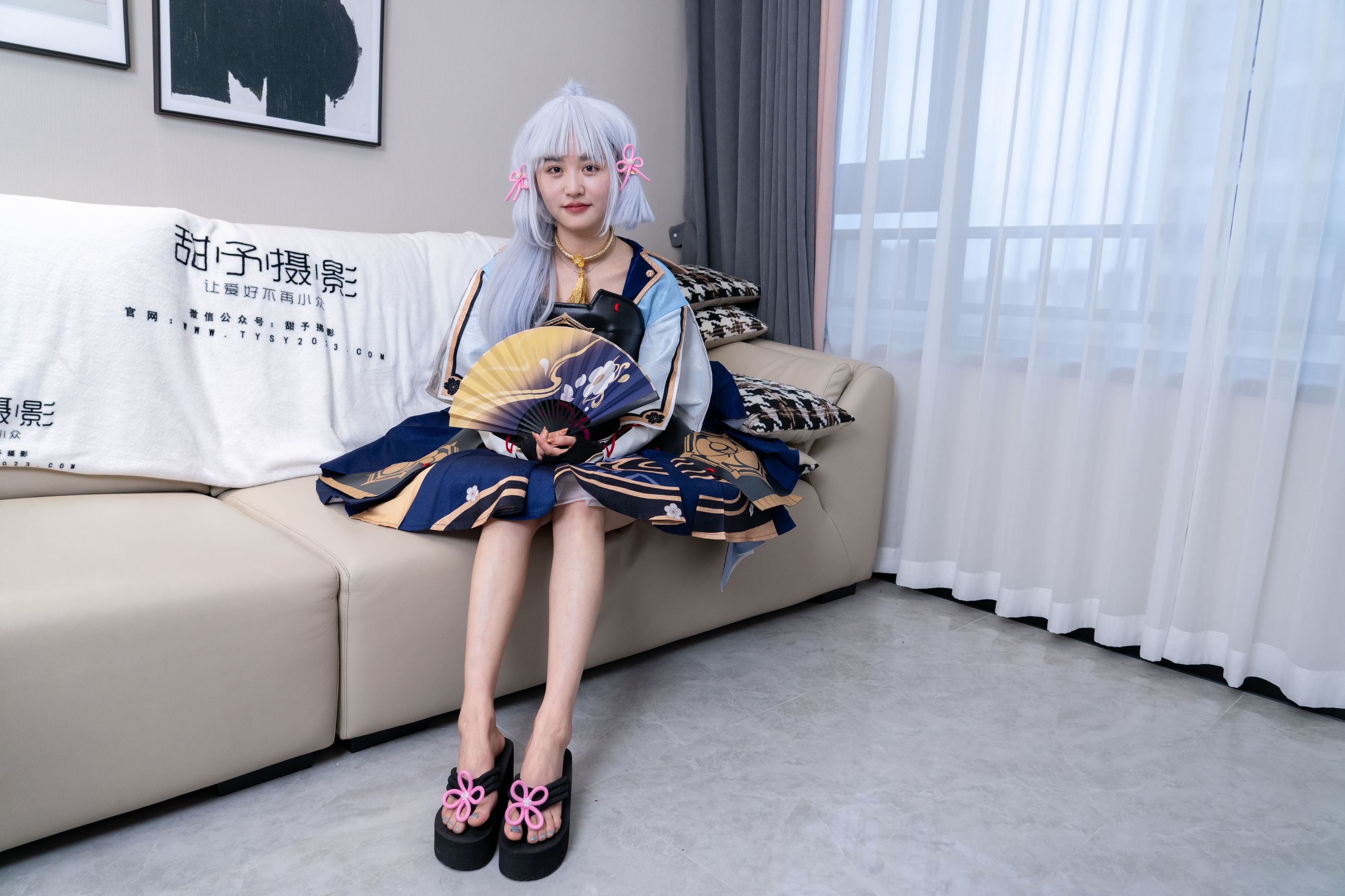 甜予摄影 No.141 澜澜 - cos服人字拖、白丝、裸足、挠脚心剧情/(134P)