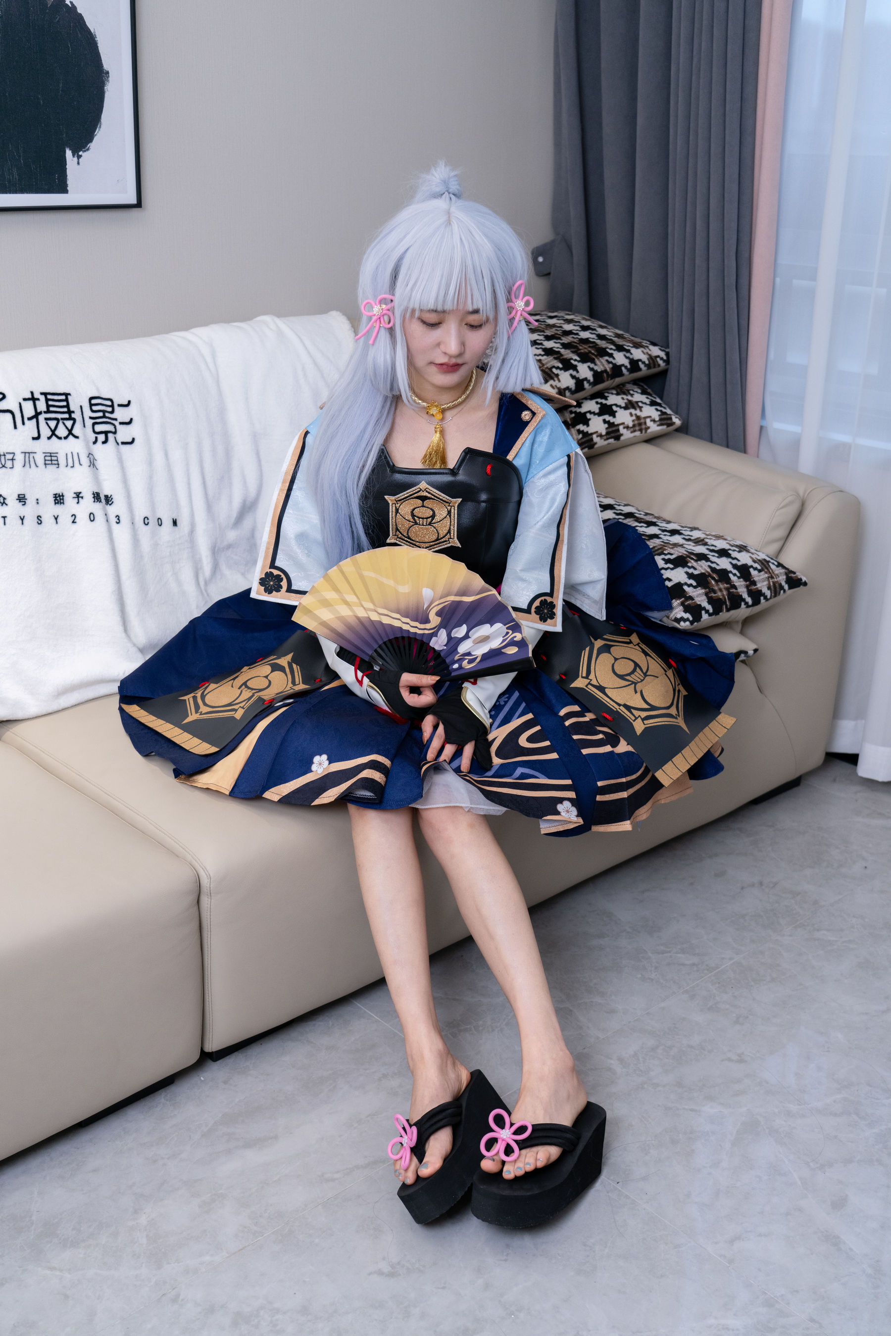 甜予摄影 No.141 澜澜 - cos服人字拖、白丝、裸足、挠脚心剧情/(134P)