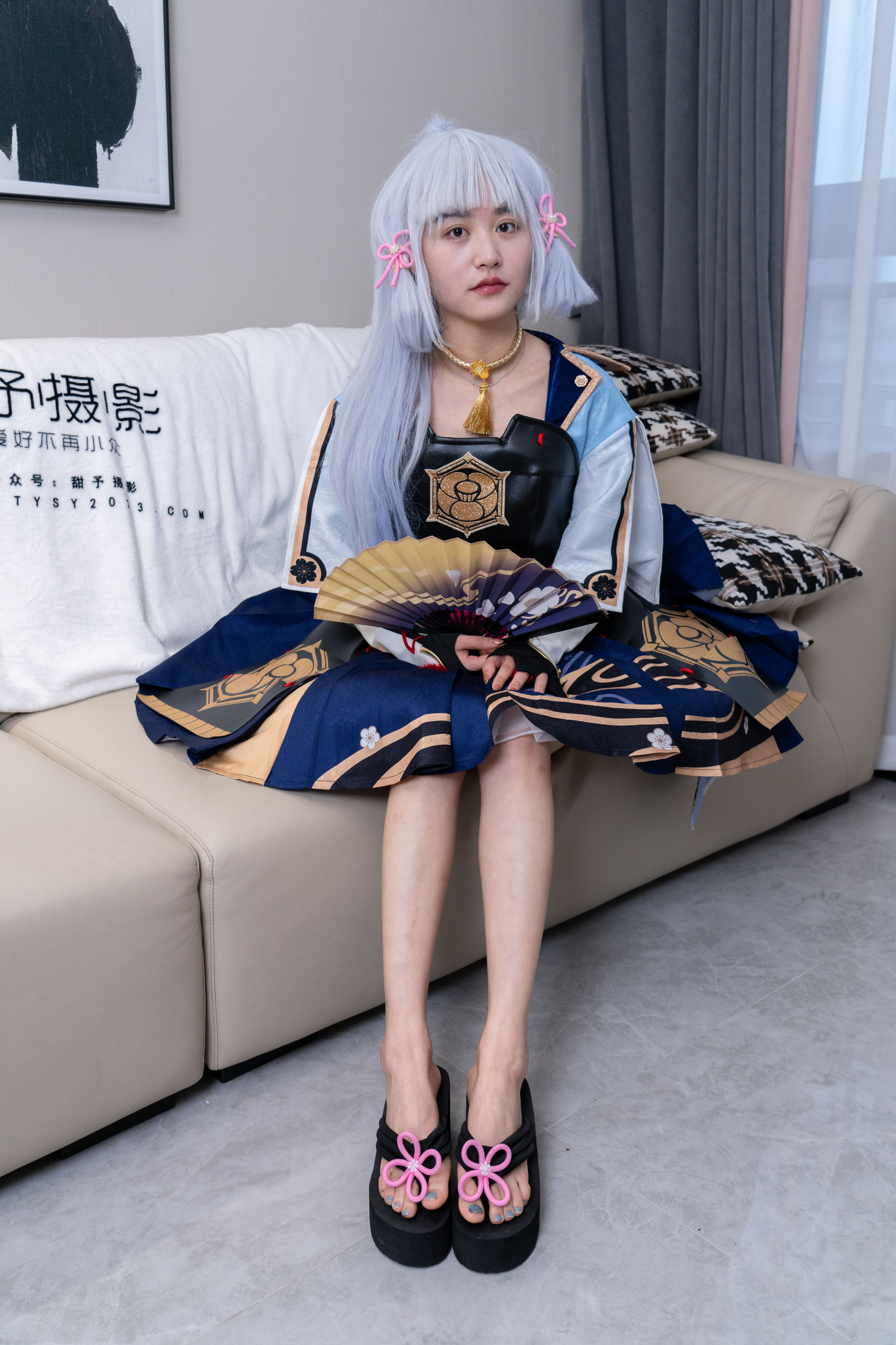 甜予摄影 No.141 澜澜 - cos服人字拖、白丝、裸足、挠脚心剧情/(134P)