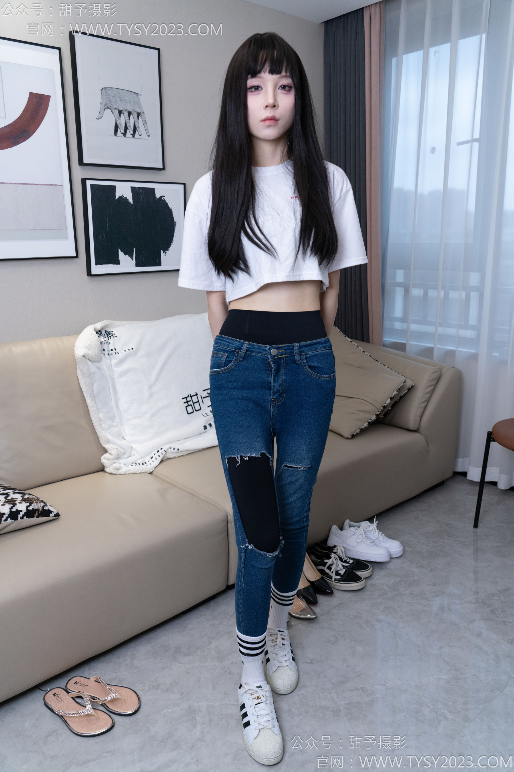 甜予摄影 No.179 珞珞 - 高跟鞋、板鞋、人字拖、白棉袜/(129P)