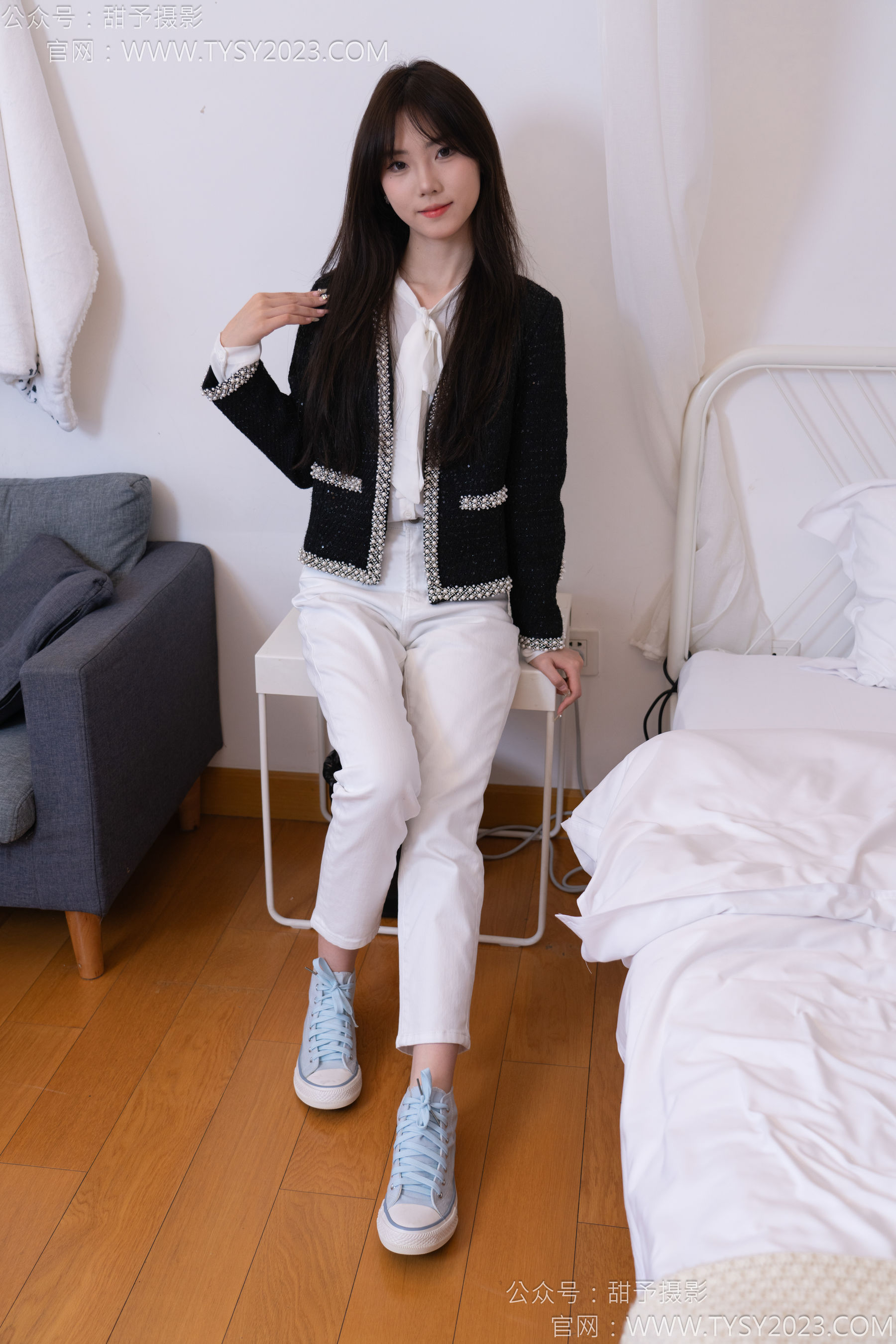 甜予摄影 No.171 璇璇 - 帆布鞋、白棉袜、抖腿剧情/(151P)