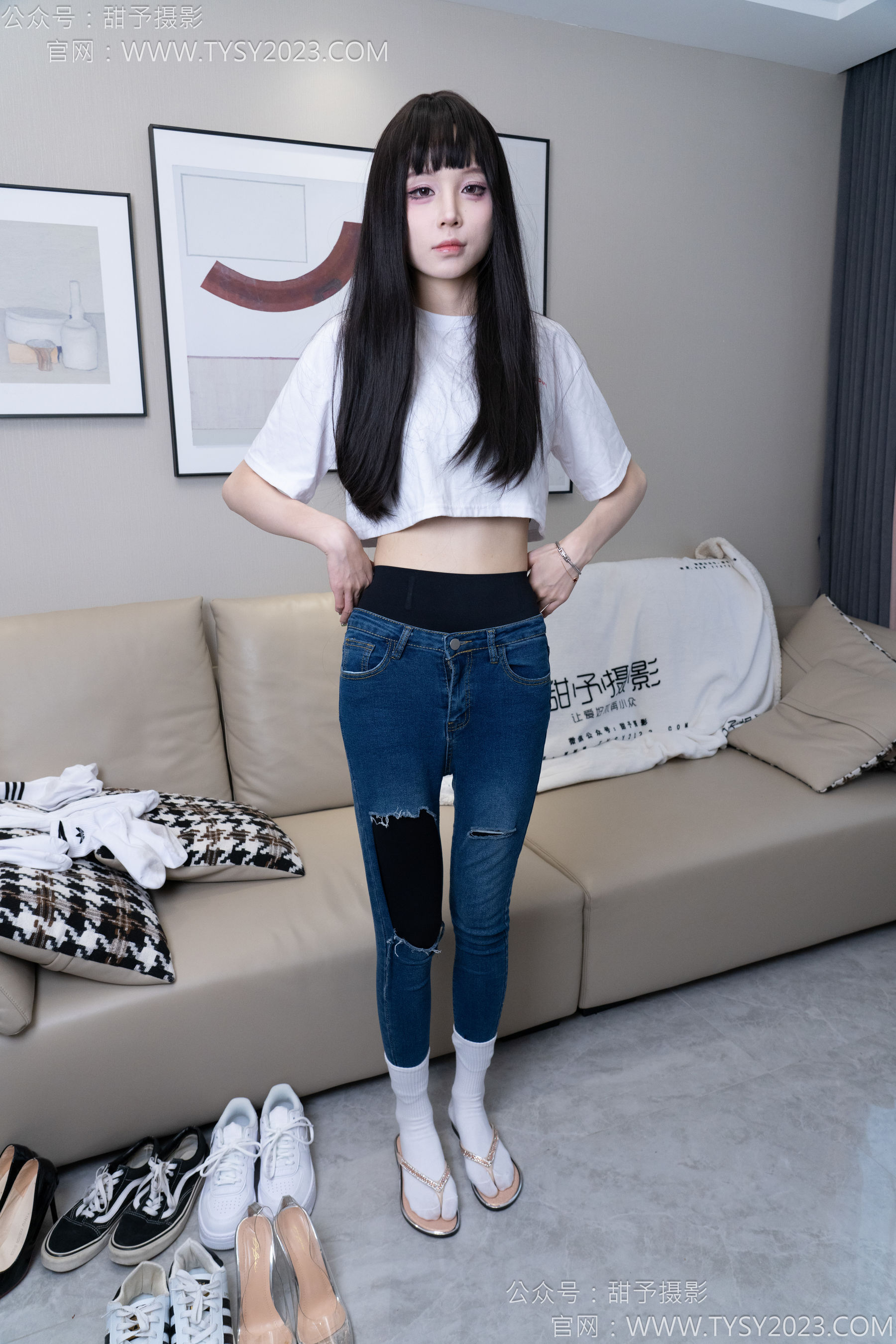 甜予摄影 No.179 珞珞 - 高跟鞋、板鞋、人字拖、白棉袜/(129P)
