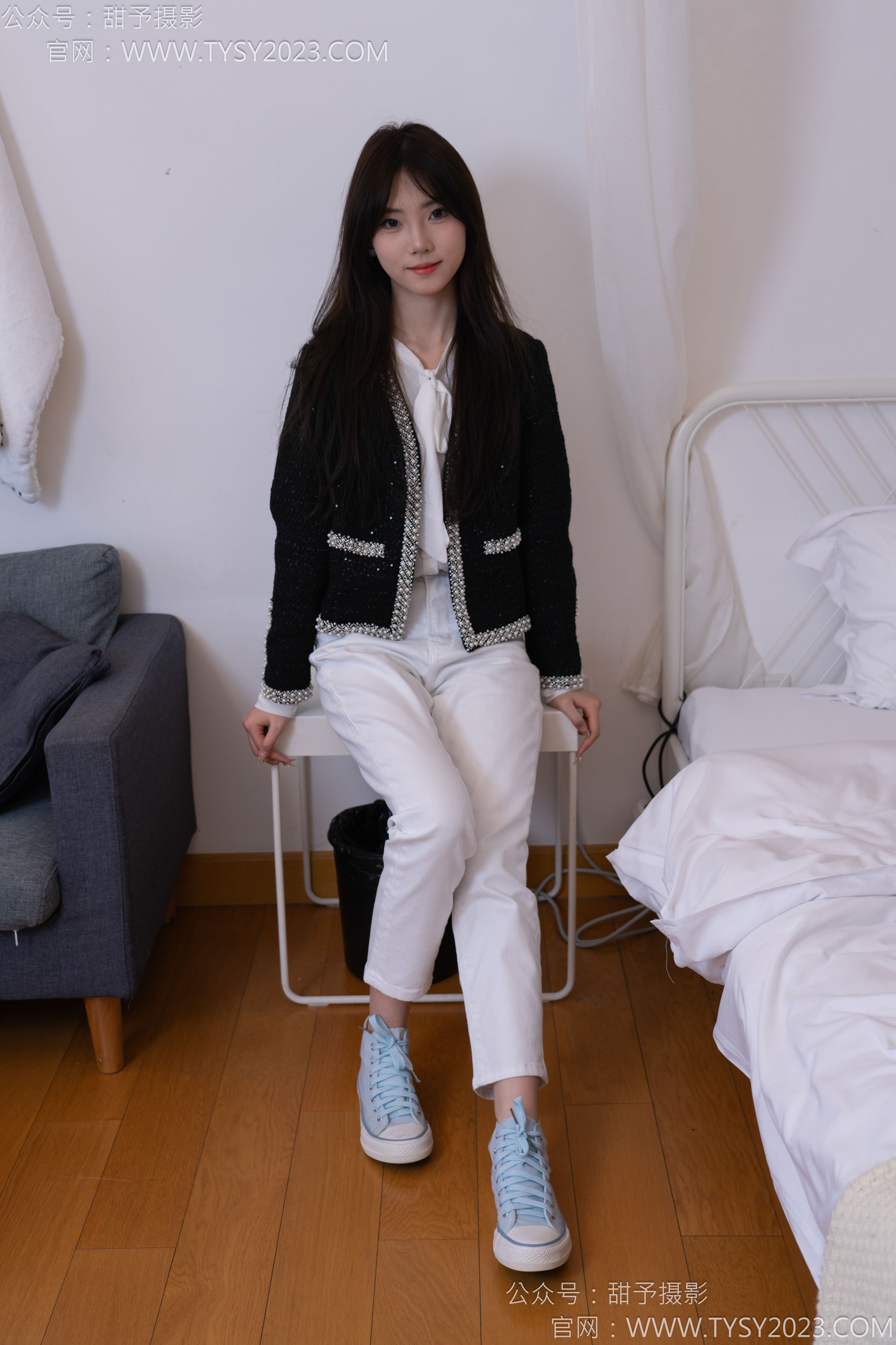 甜予摄影 No.171 璇璇 - 帆布鞋、白棉袜、抖腿剧情/(151P)