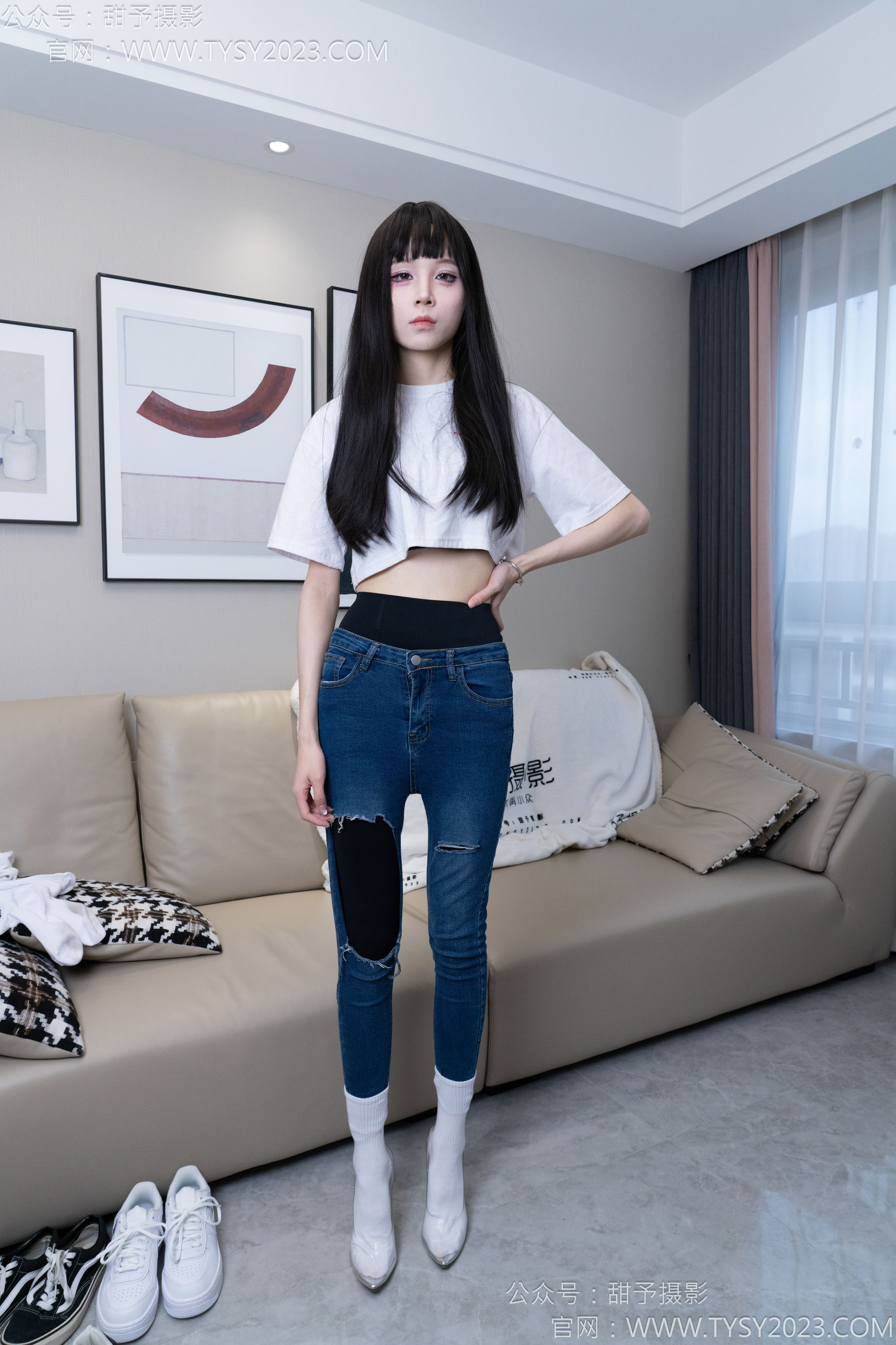 甜予摄影 No.179 珞珞 - 高跟鞋、板鞋、人字拖、白棉袜/(129P)