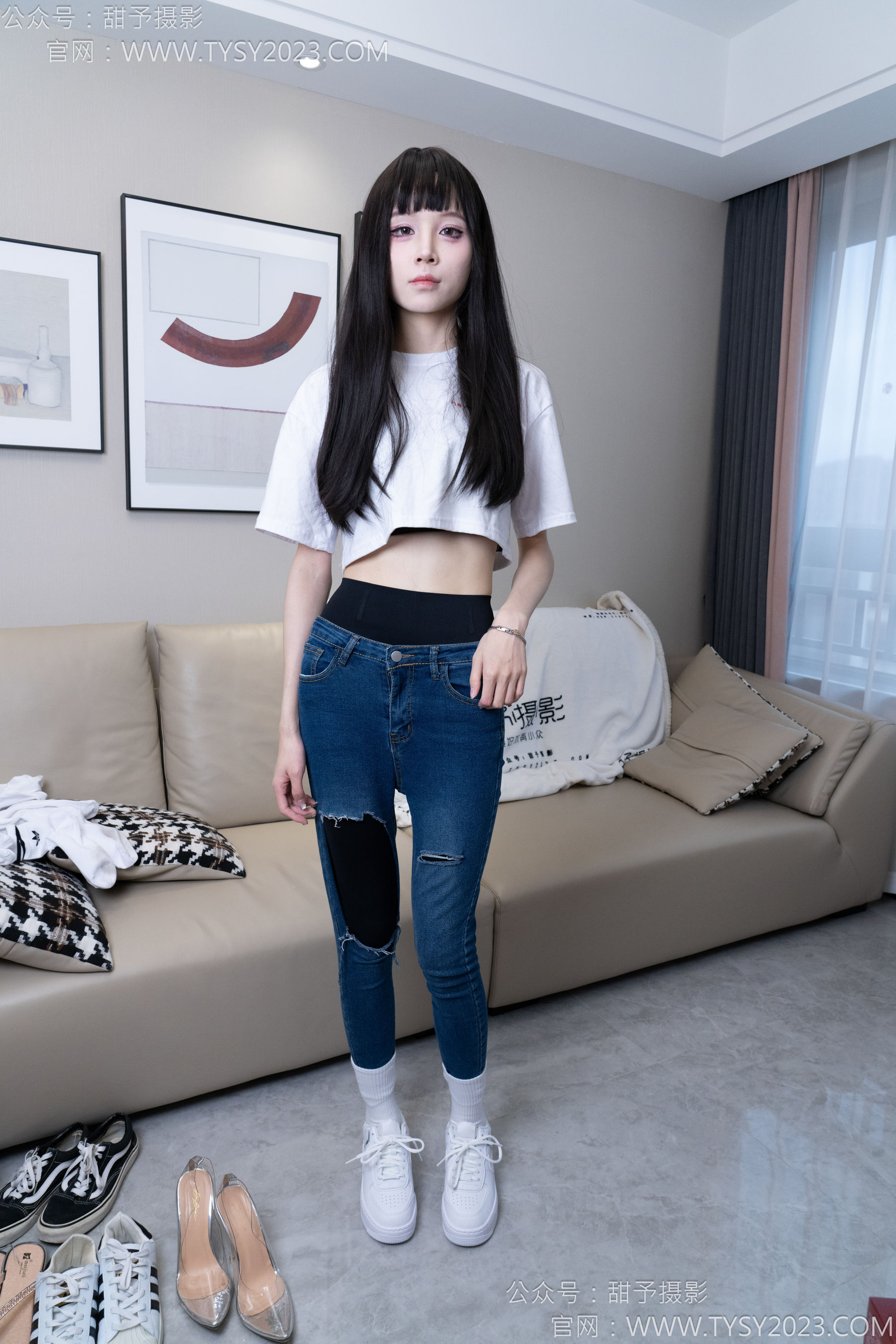 甜予摄影 No.179 珞珞 - 高跟鞋、板鞋、人字拖、白棉袜/(129P)