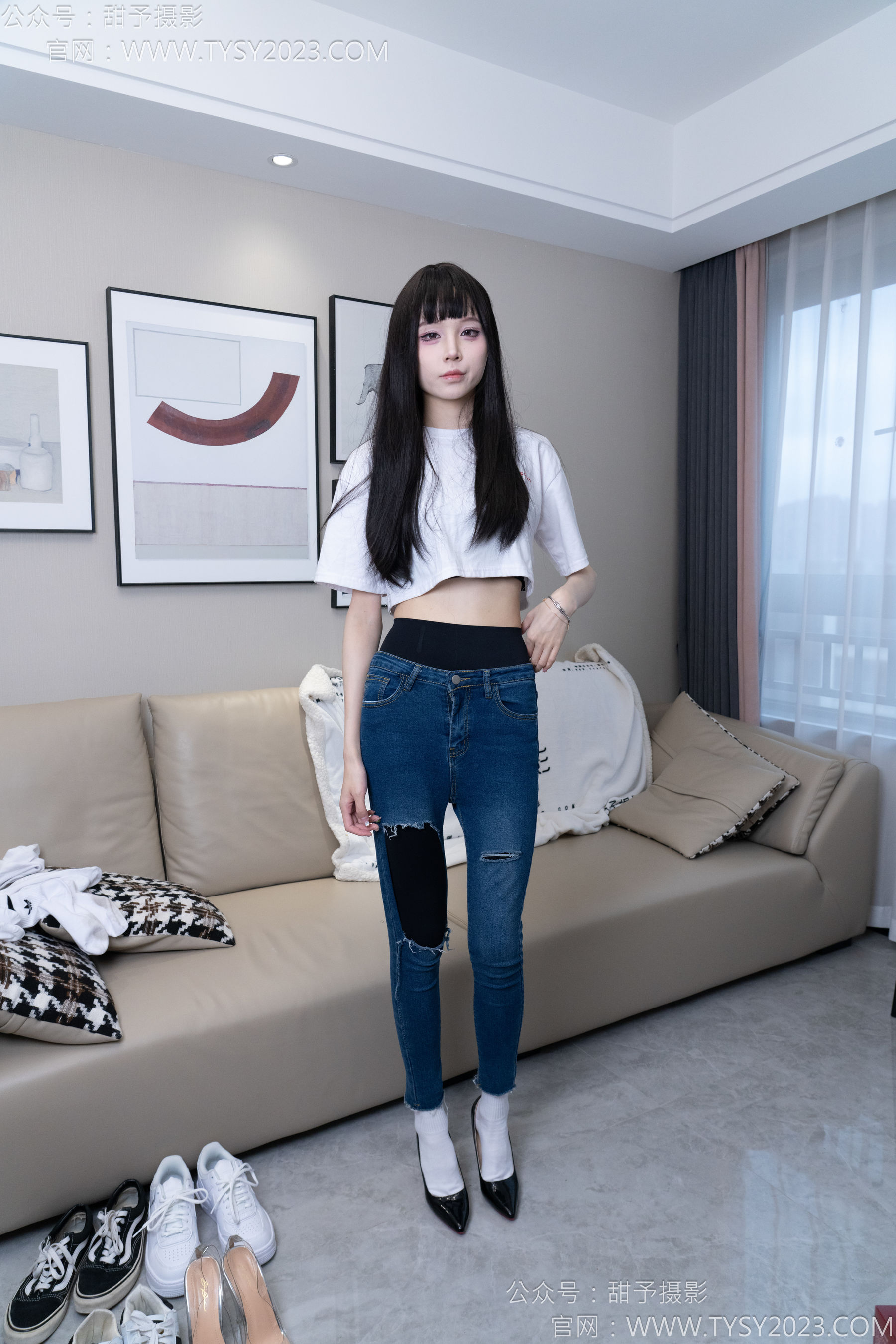 甜予摄影 No.179 珞珞 - 高跟鞋、板鞋、人字拖、白棉袜/(129P)