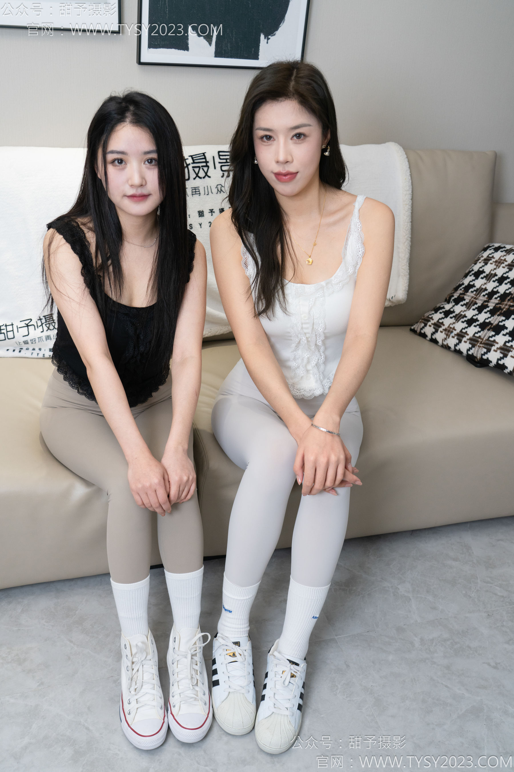 甜予摄影 No.157 澜澜&咖啡豆 - 帆布鞋、板鞋、白棉袜、薄黑丝、薄肉丝/(144P)