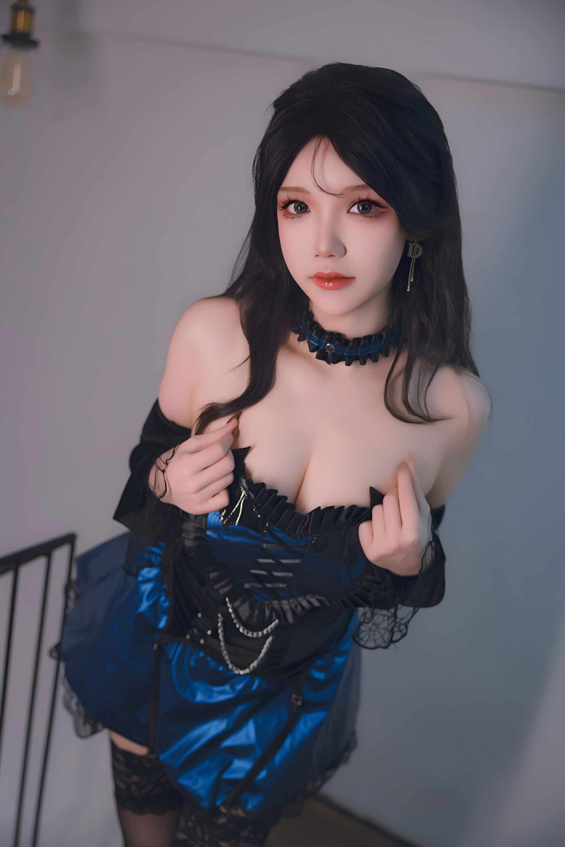 动漫博主雪晴Astra - 蓝色蕾丝短裙/(48P)