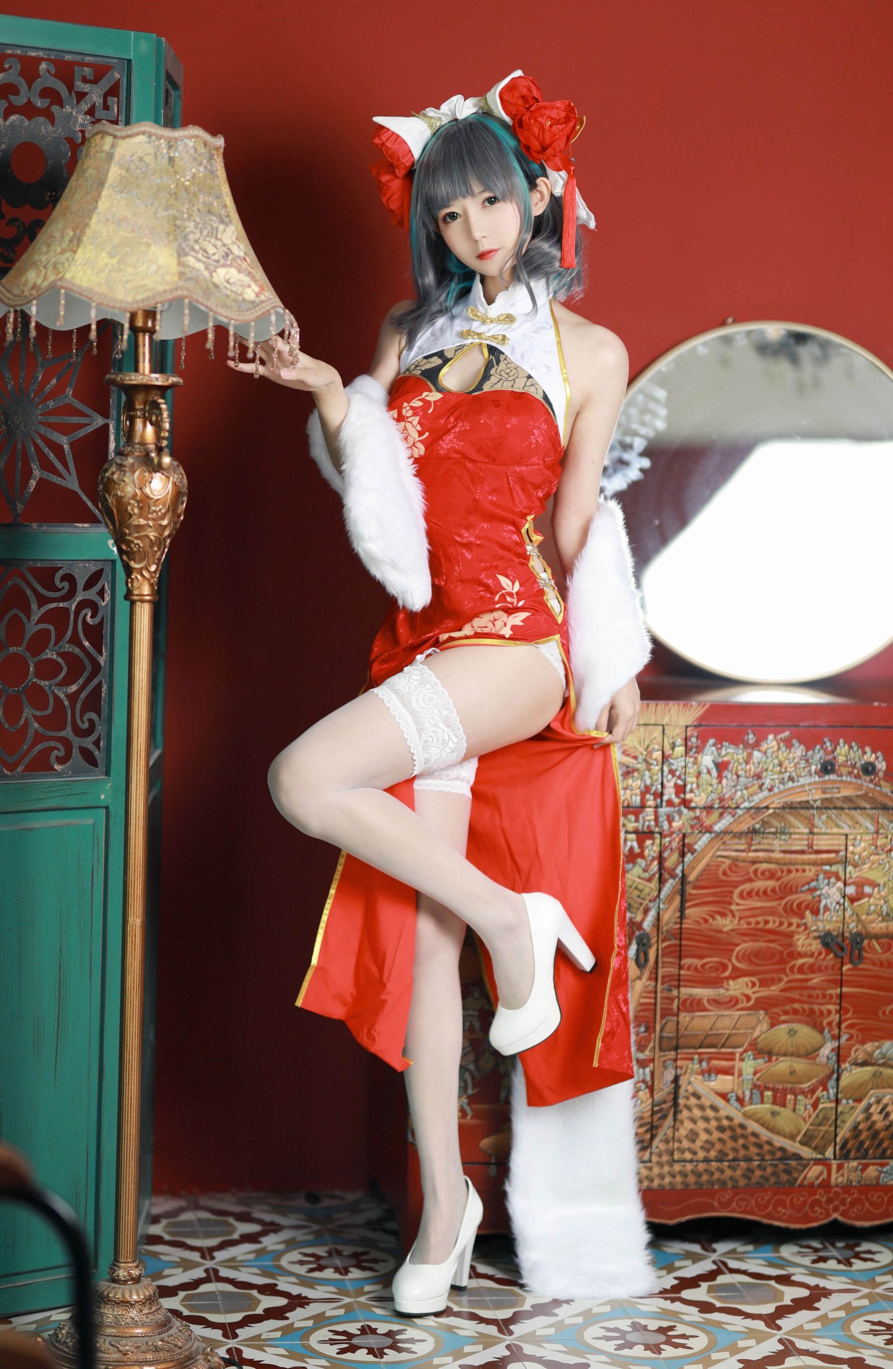 51酱 - 碧蓝航线 柴郡 新春旗袍/(12P)