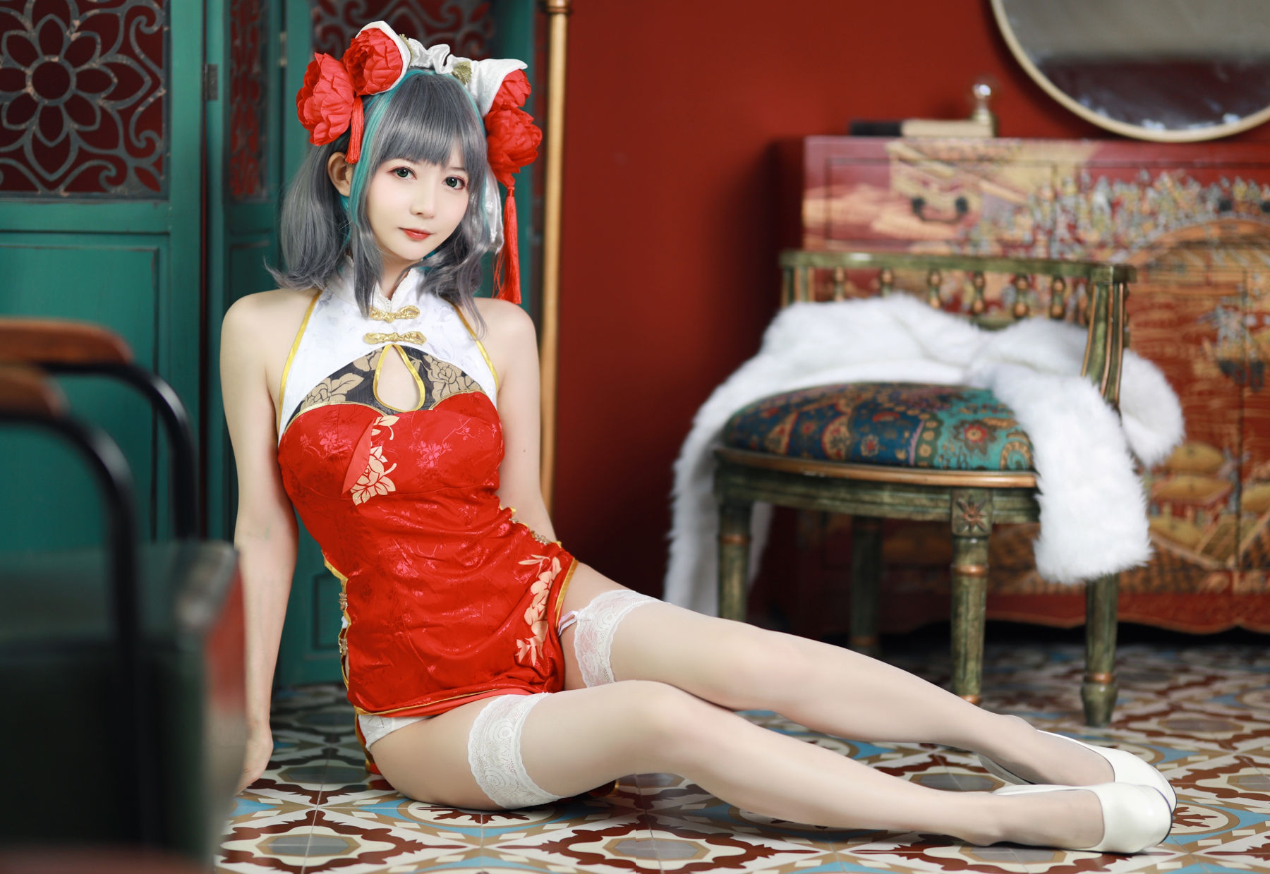 51酱 - 碧蓝航线 柴郡 新春旗袍/(12P)