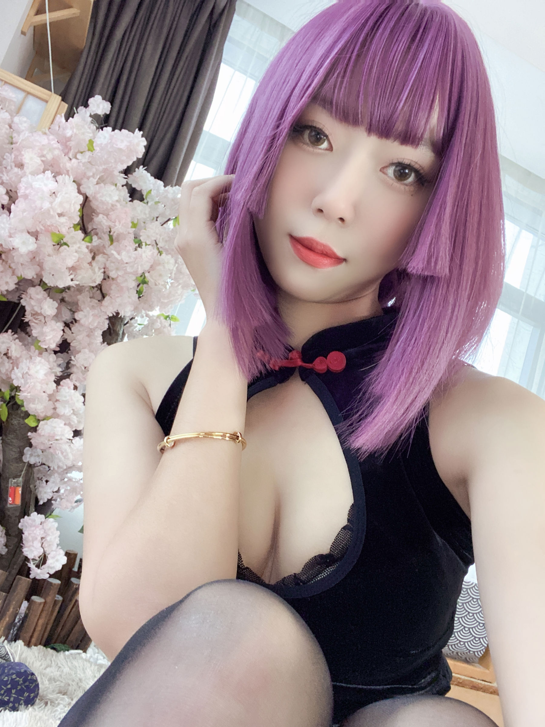 动漫博主 Money冷冷 - 高叉旗袍蕾丝裙/(107P)