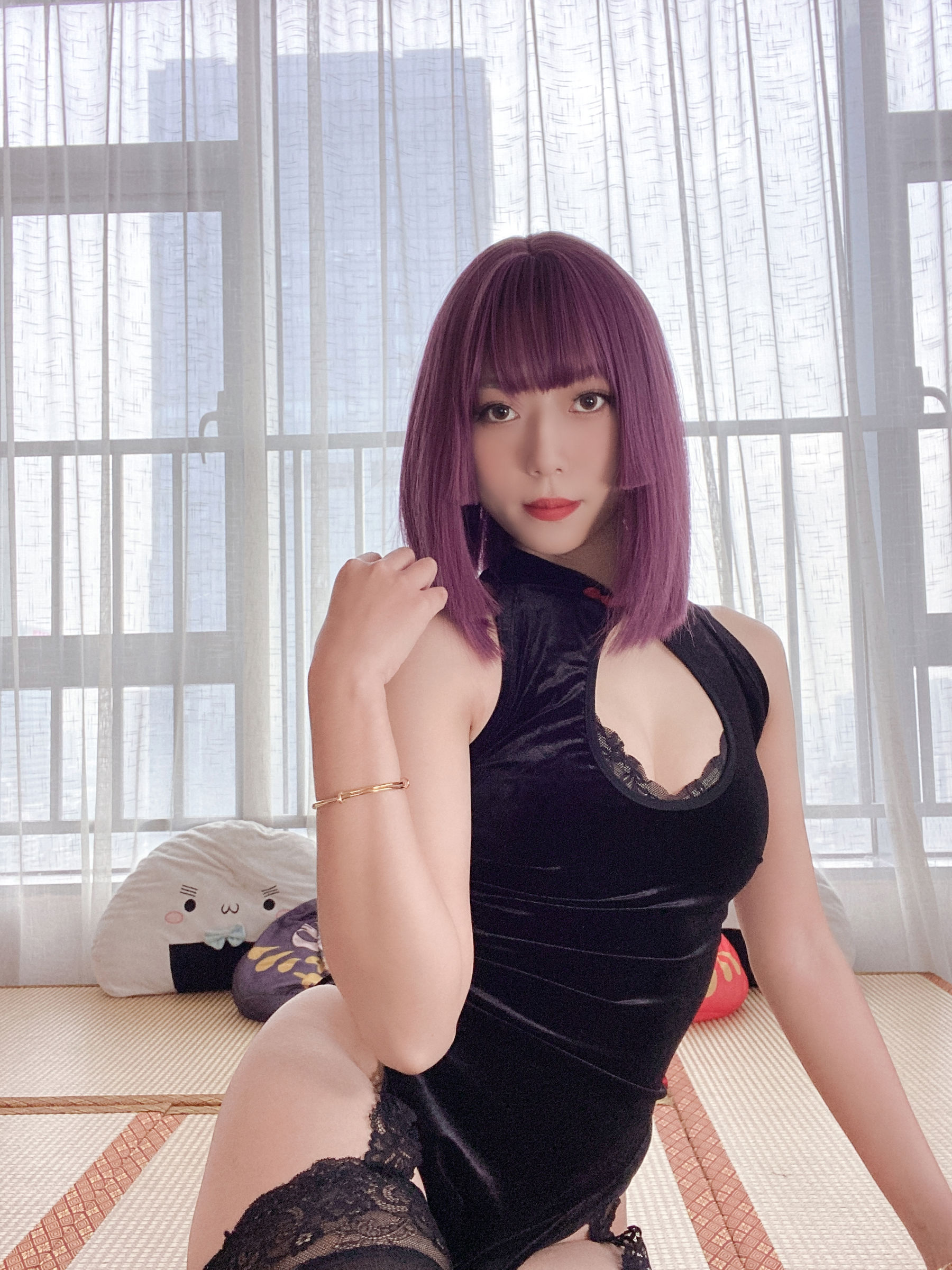 动漫博主 Money冷冷 - 高叉旗袍蕾丝裙/(107P)