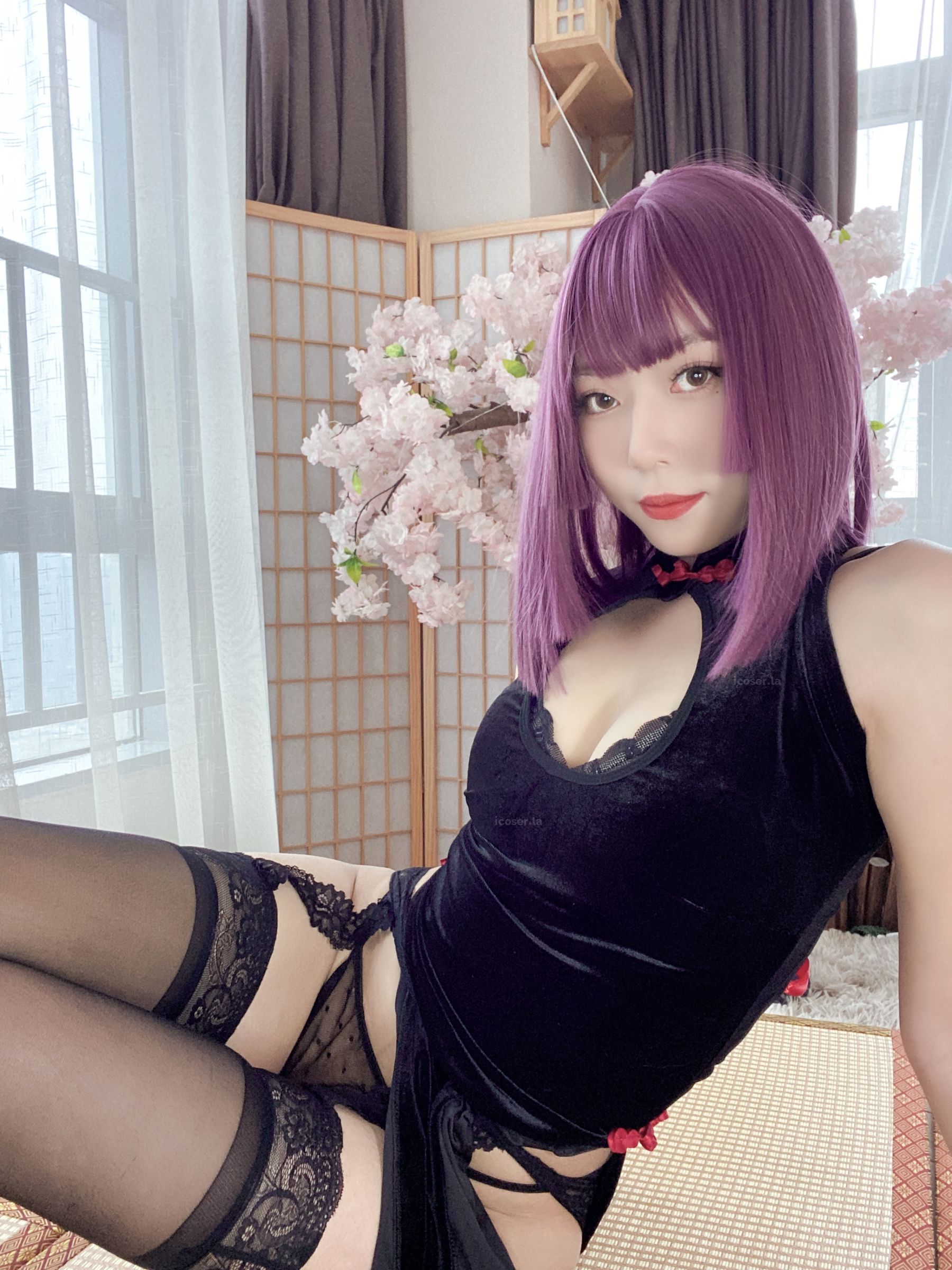 动漫博主 Money冷冷 - 高叉旗袍蕾丝裙/(107P)