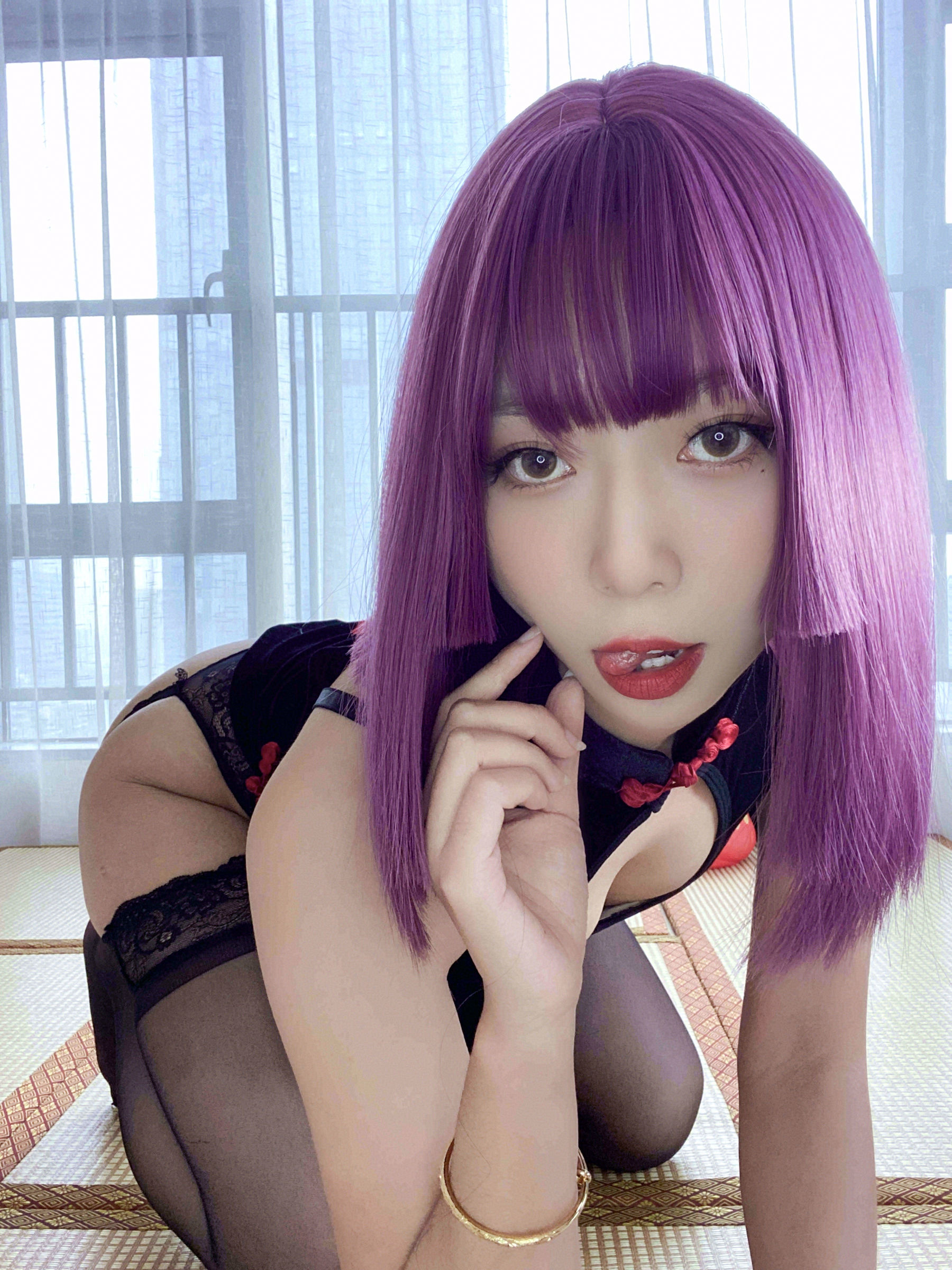 动漫博主 Money冷冷 - 高叉旗袍蕾丝裙/(107P)