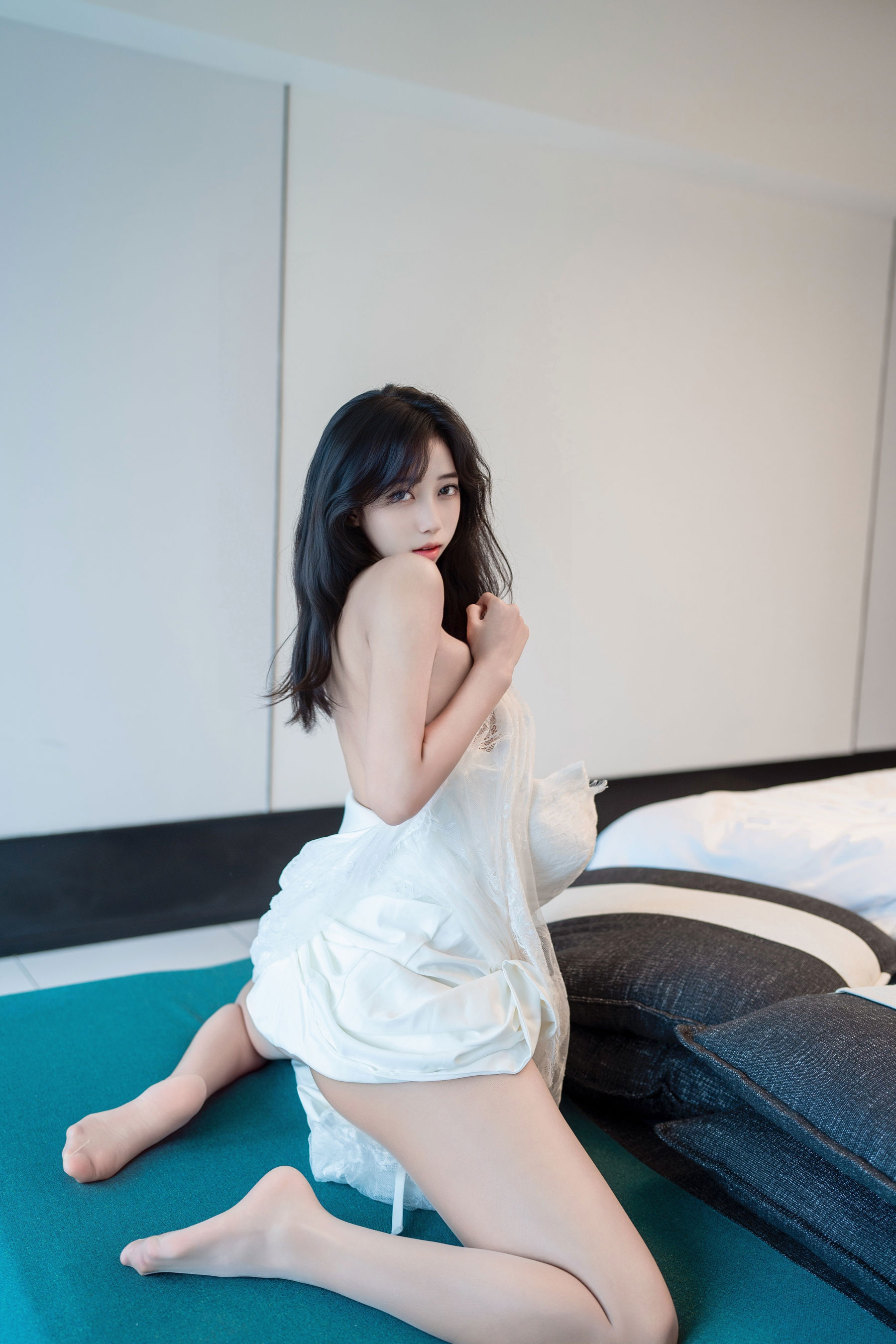 时安安 - 白色蕾丝长裙/(93P)