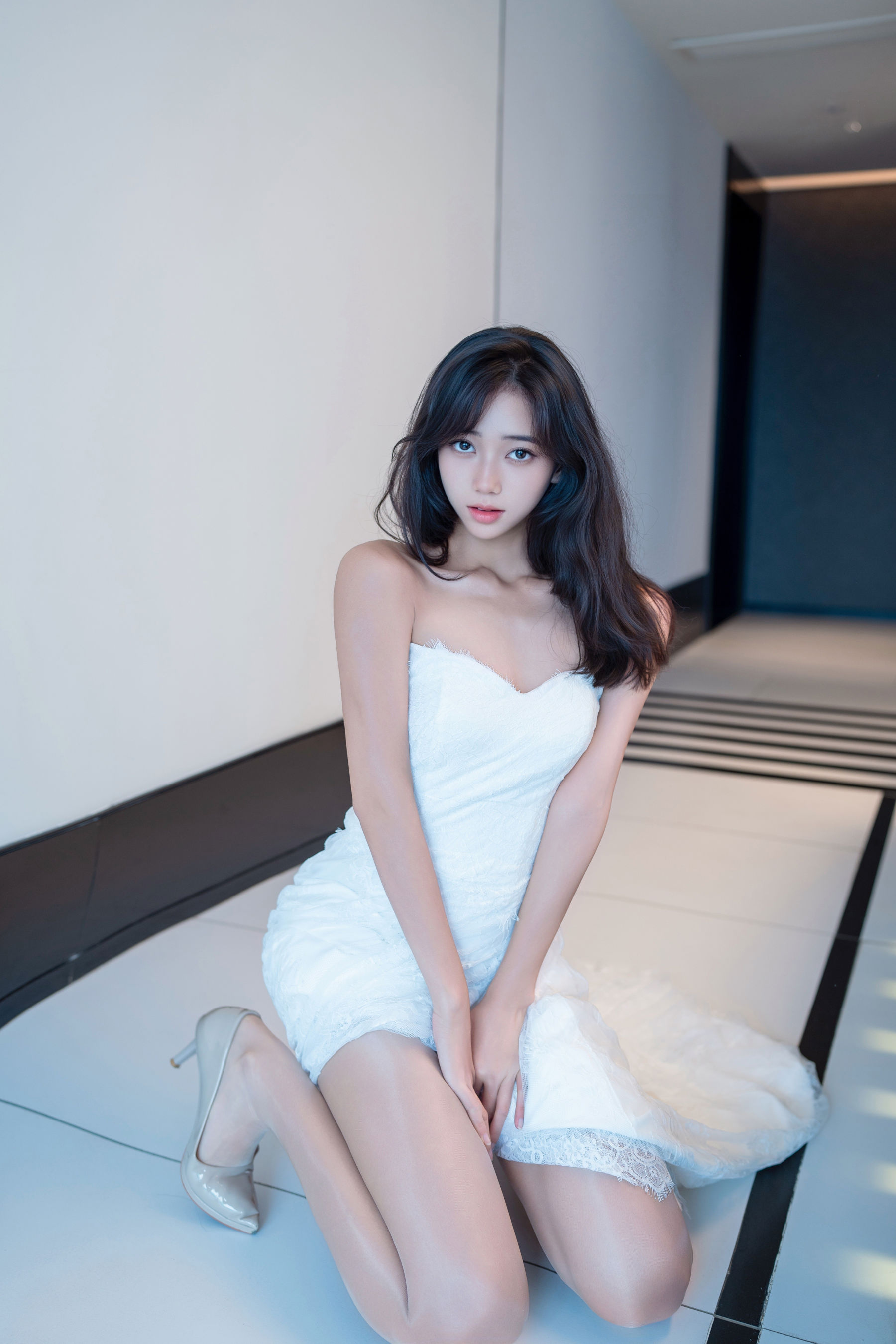 时安安 - 白色蕾丝长裙/(93P)