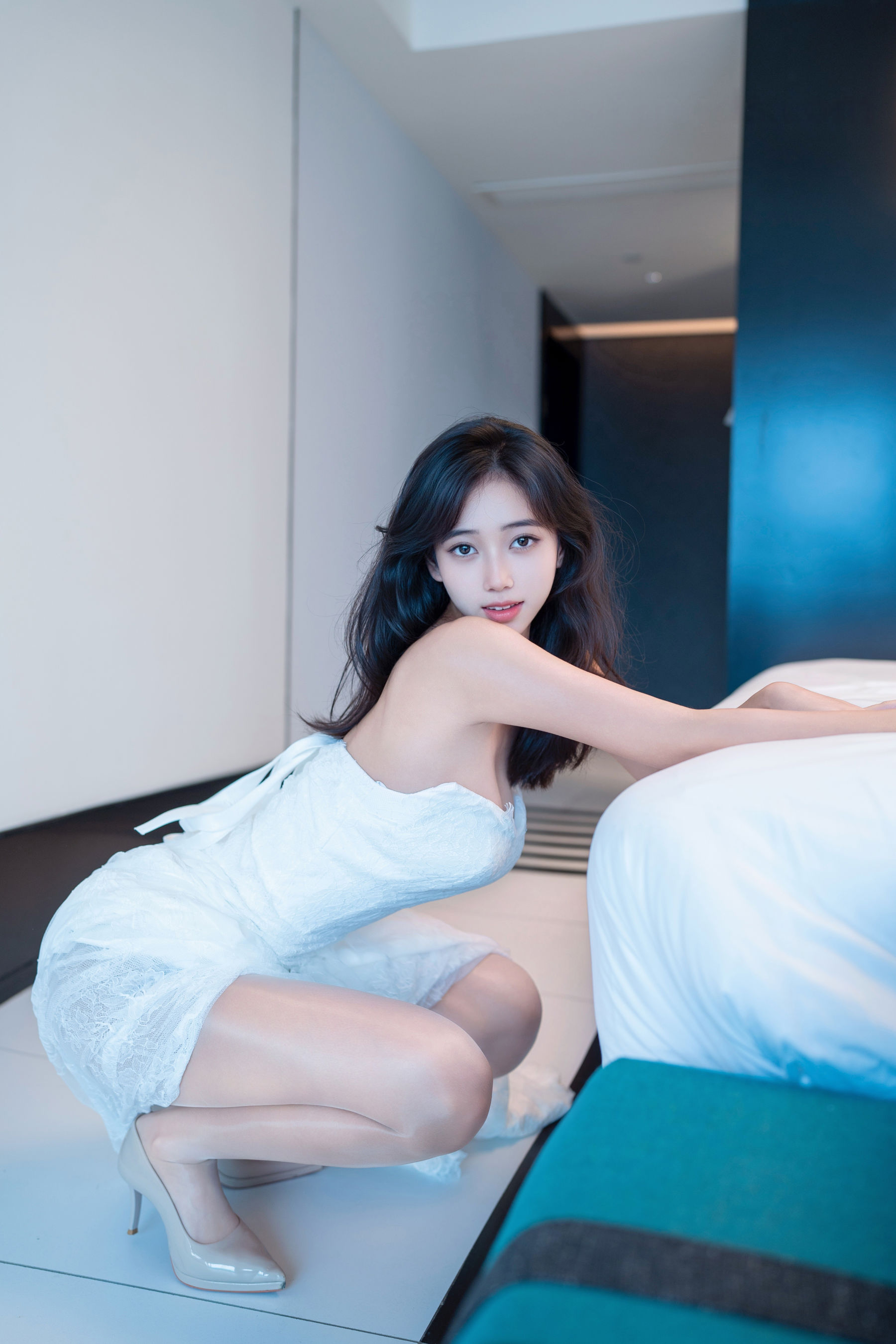 时安安 - 白色蕾丝长裙/(93P)