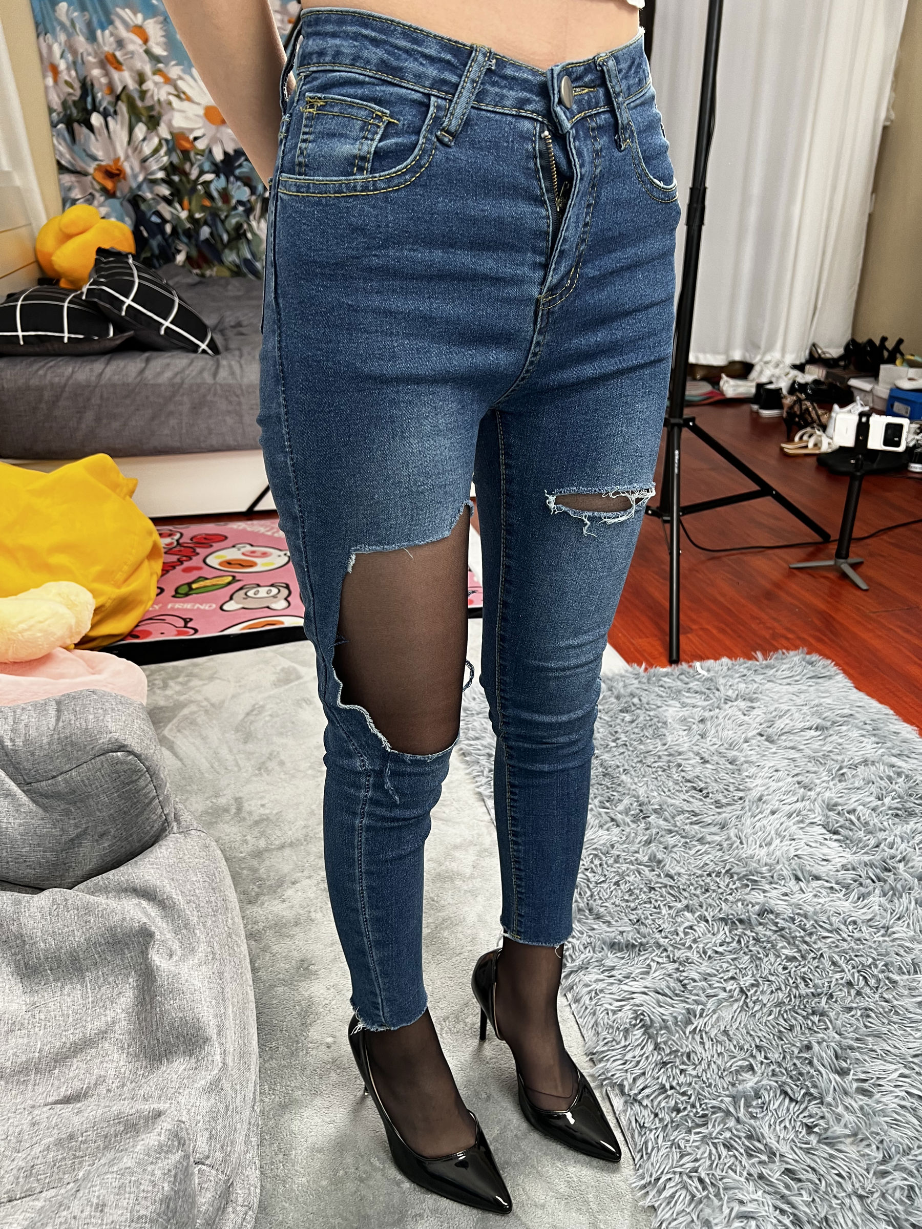 三禾摄影 No.024 牛仔裤里丝 帆布鞋 高跟/(201P)