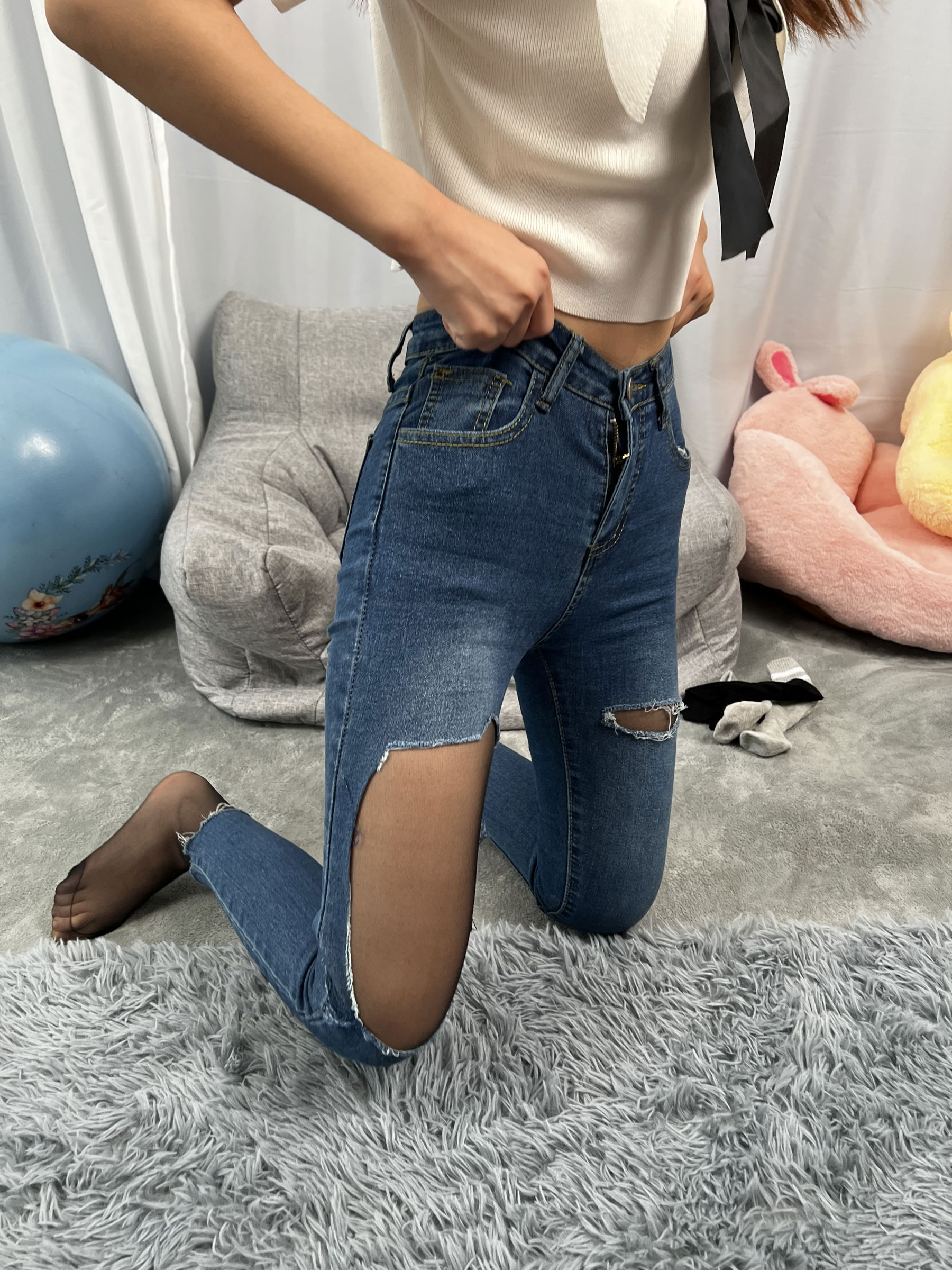 三禾摄影 No.024 牛仔裤里丝 帆布鞋 高跟/(201P)