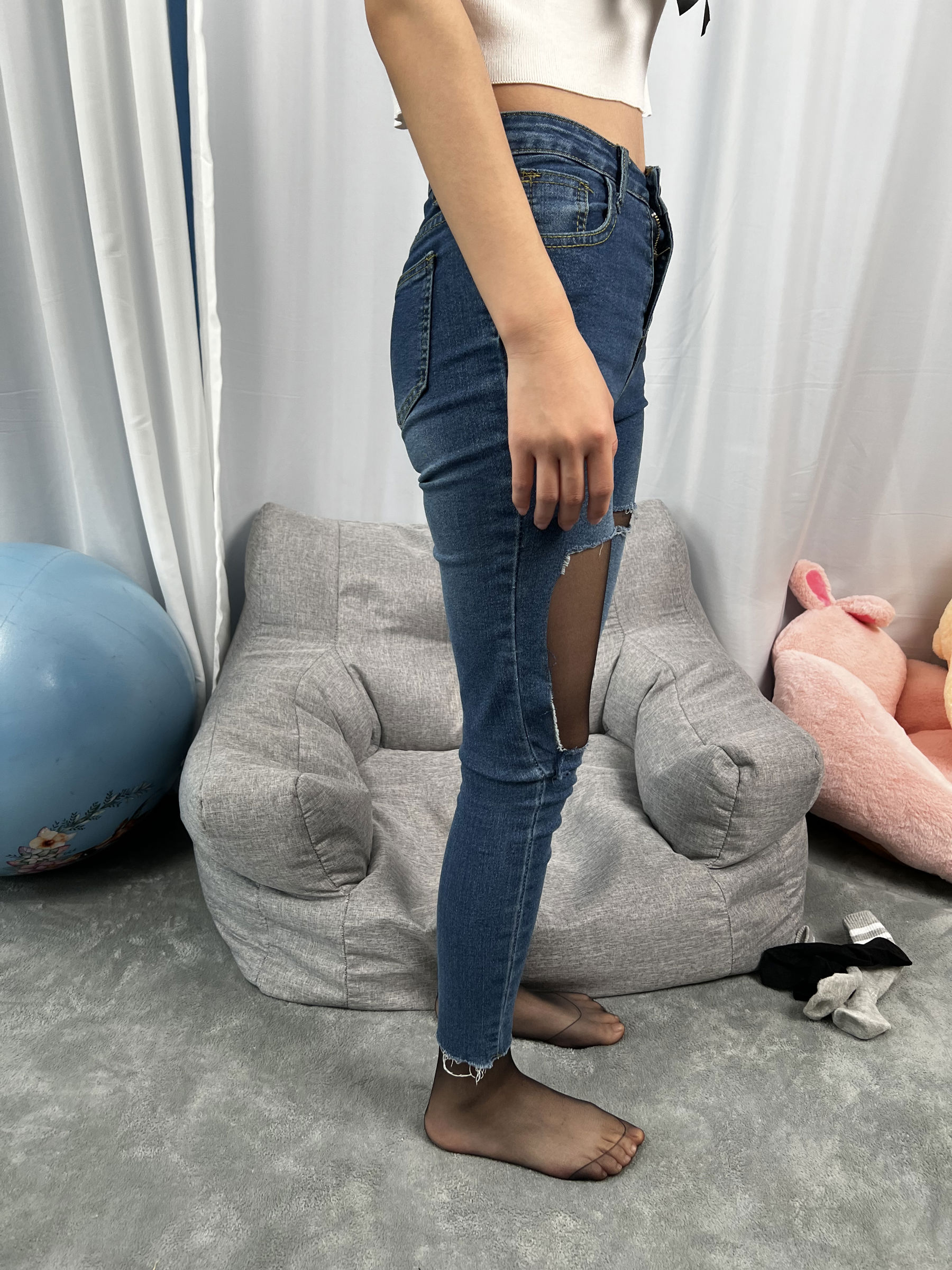 三禾摄影 No.024 牛仔裤里丝 帆布鞋 高跟/(201P)