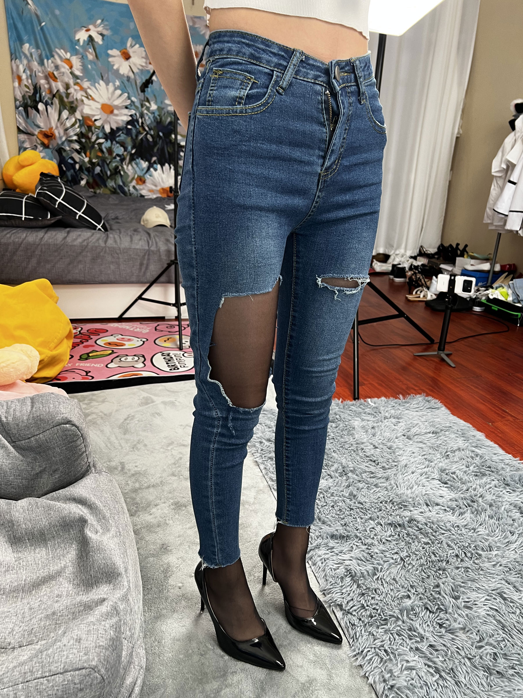 三禾摄影 No.024 牛仔裤里丝 帆布鞋 高跟/(201P)