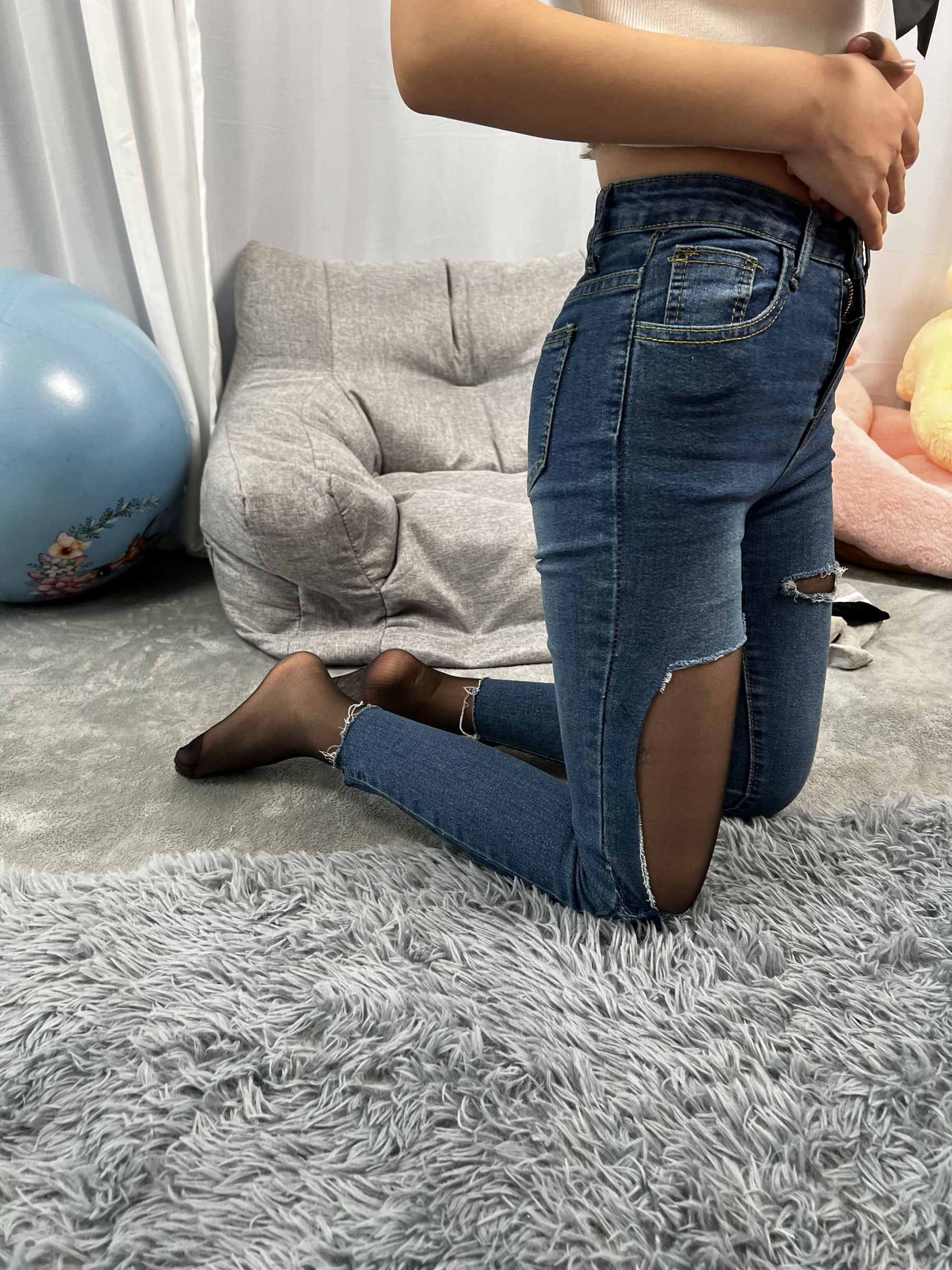 三禾摄影 No.024 牛仔裤里丝 帆布鞋 高跟/(201P)