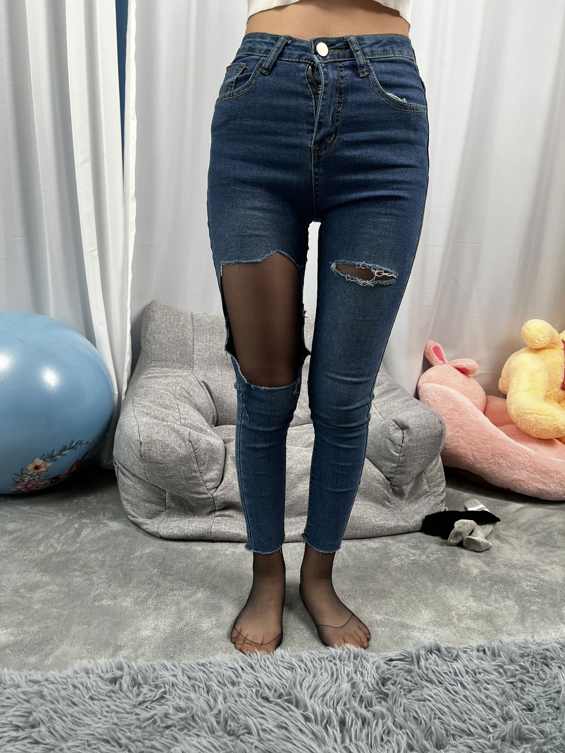 三禾摄影 No.024 牛仔裤里丝 帆布鞋 高跟/(201P)