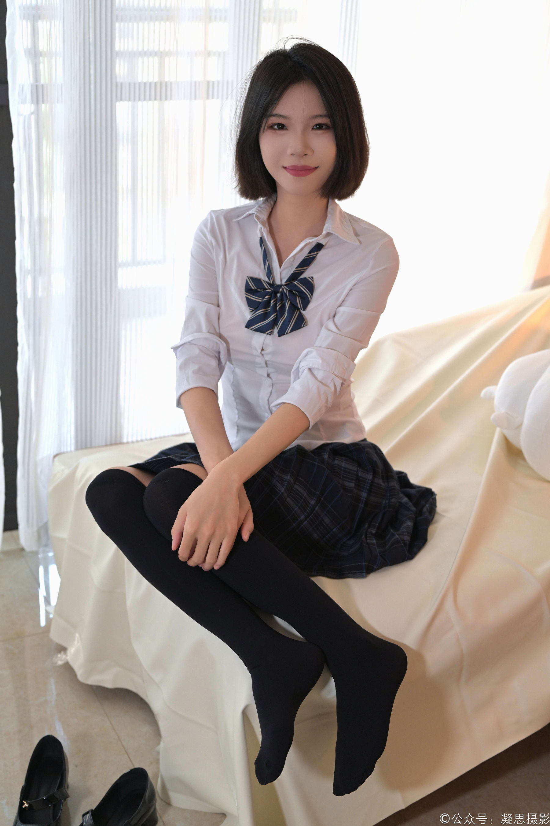 凝思摄影 No.011 小睿 - JK制服、过膝袜、玛丽珍鞋/(135P)