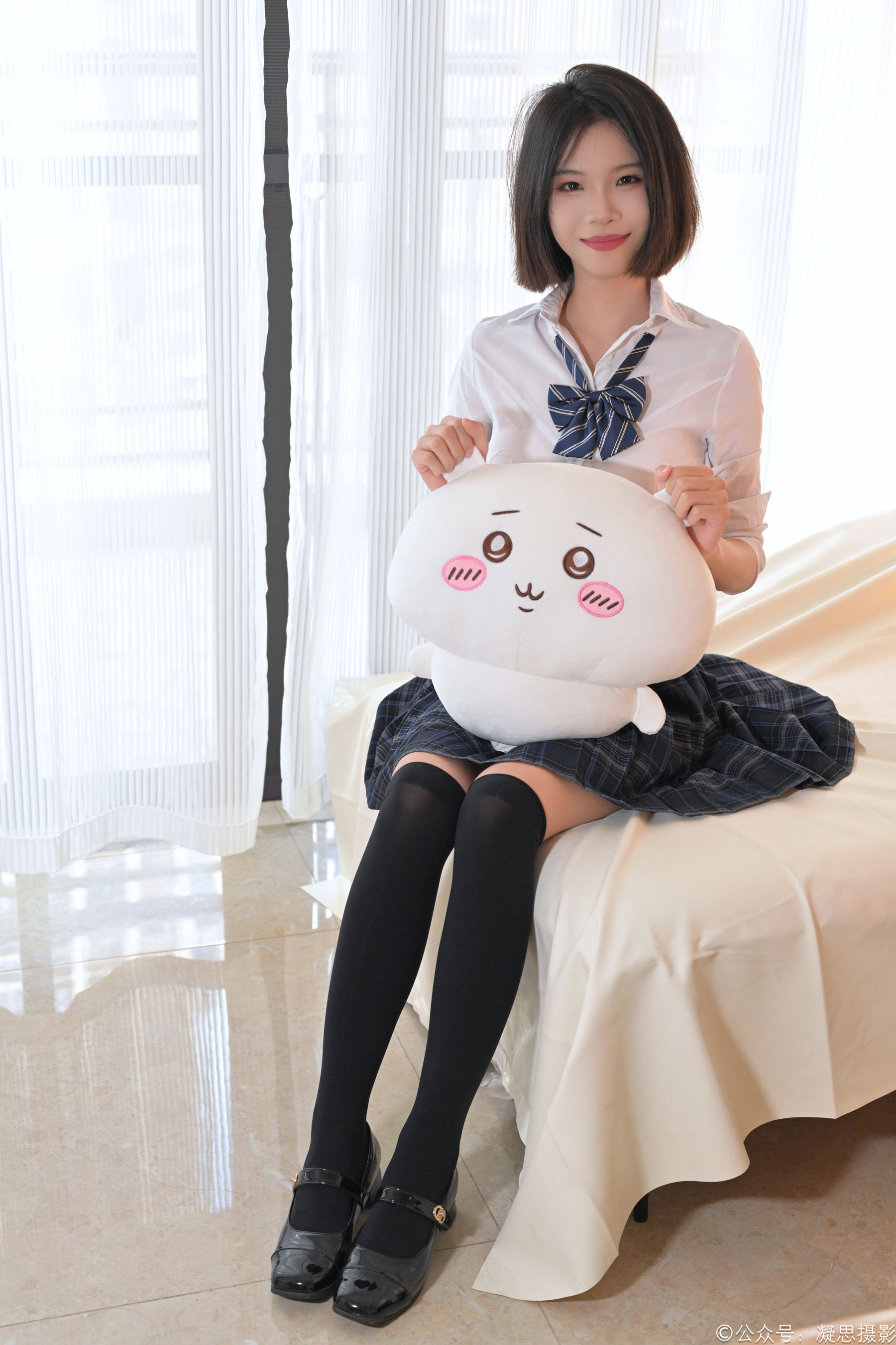 凝思摄影 No.011 小睿 - JK制服、过膝袜、玛丽珍鞋/(135P)