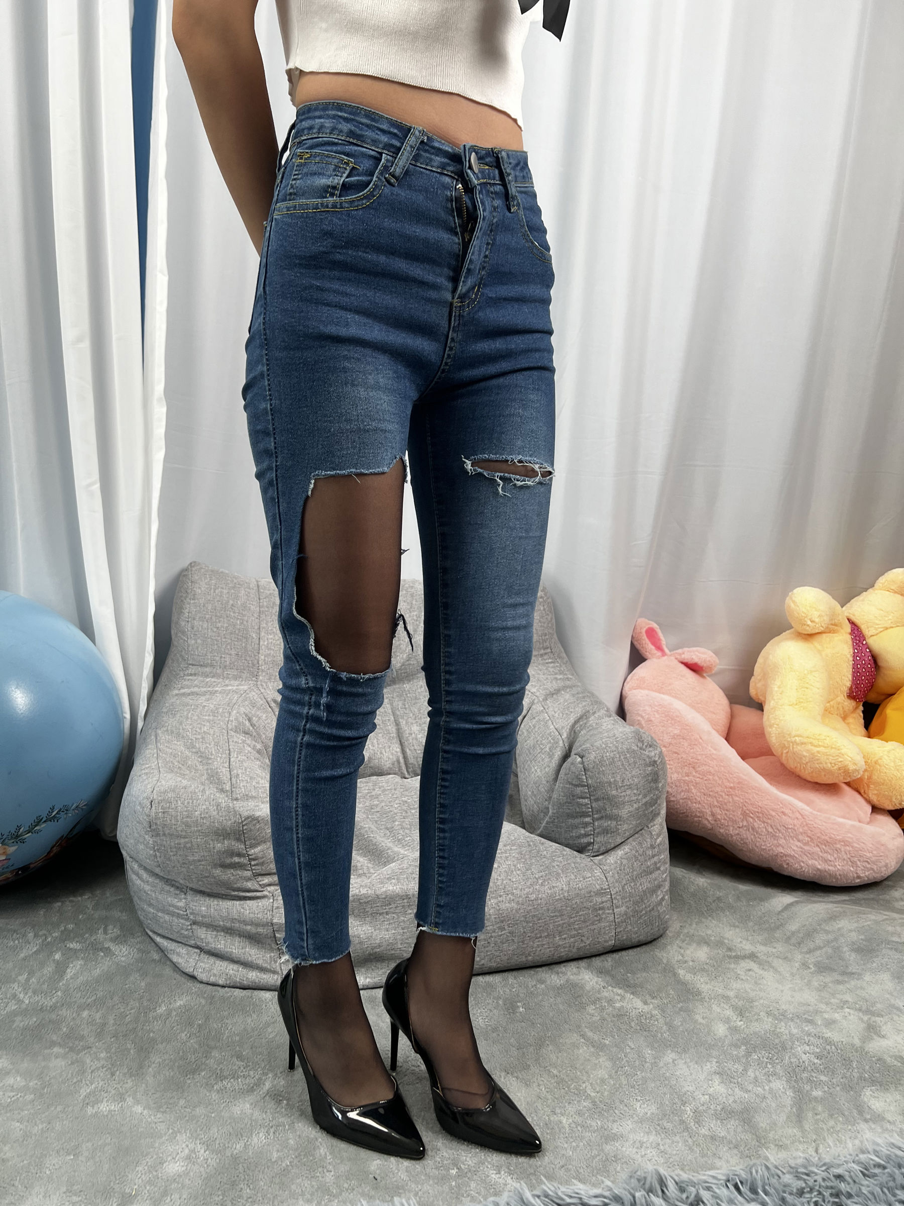 三禾摄影 No.024 牛仔裤里丝 帆布鞋 高跟/(201P)