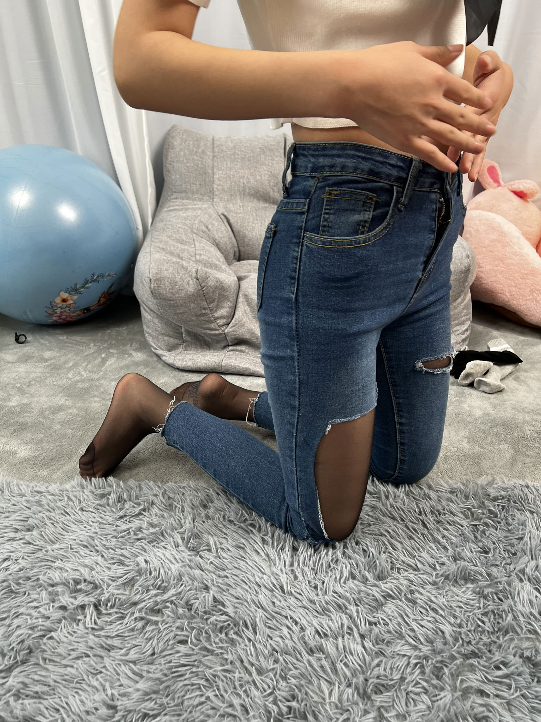 三禾摄影 No.024 牛仔裤里丝 帆布鞋 高跟/(201P)