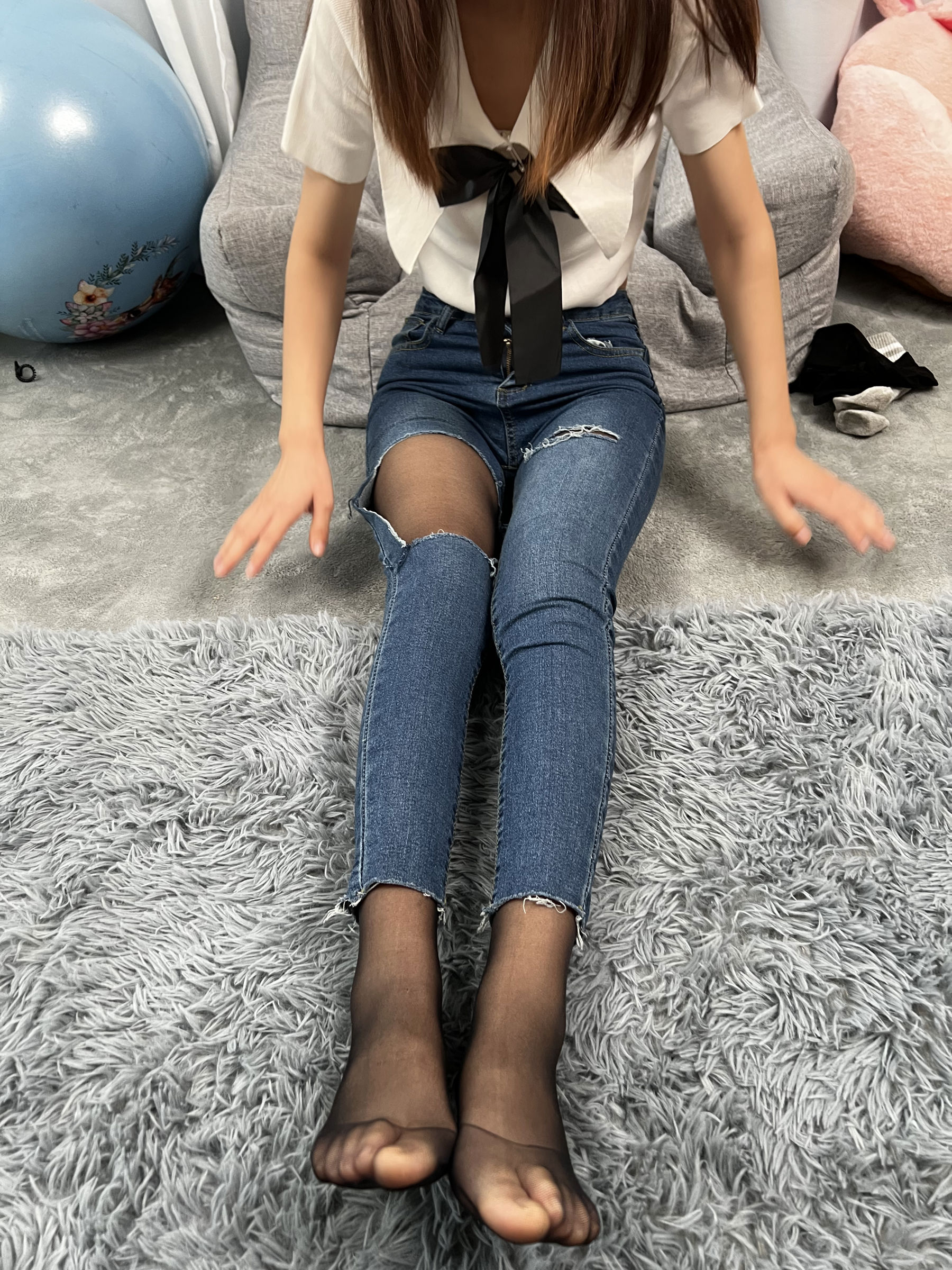 三禾摄影 No.024 牛仔裤里丝 帆布鞋 高跟/(201P)