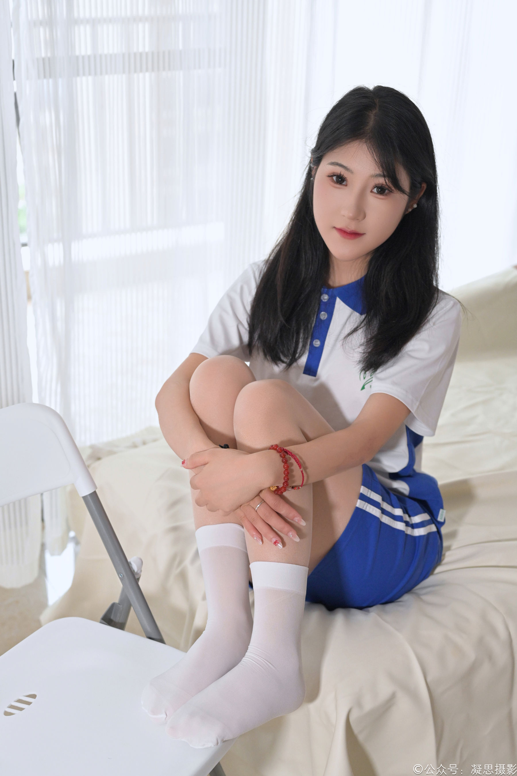 凝思摄影 No.009 琦琦 - 校服、短白丝、连裤肉丝、帆布鞋/(136P)