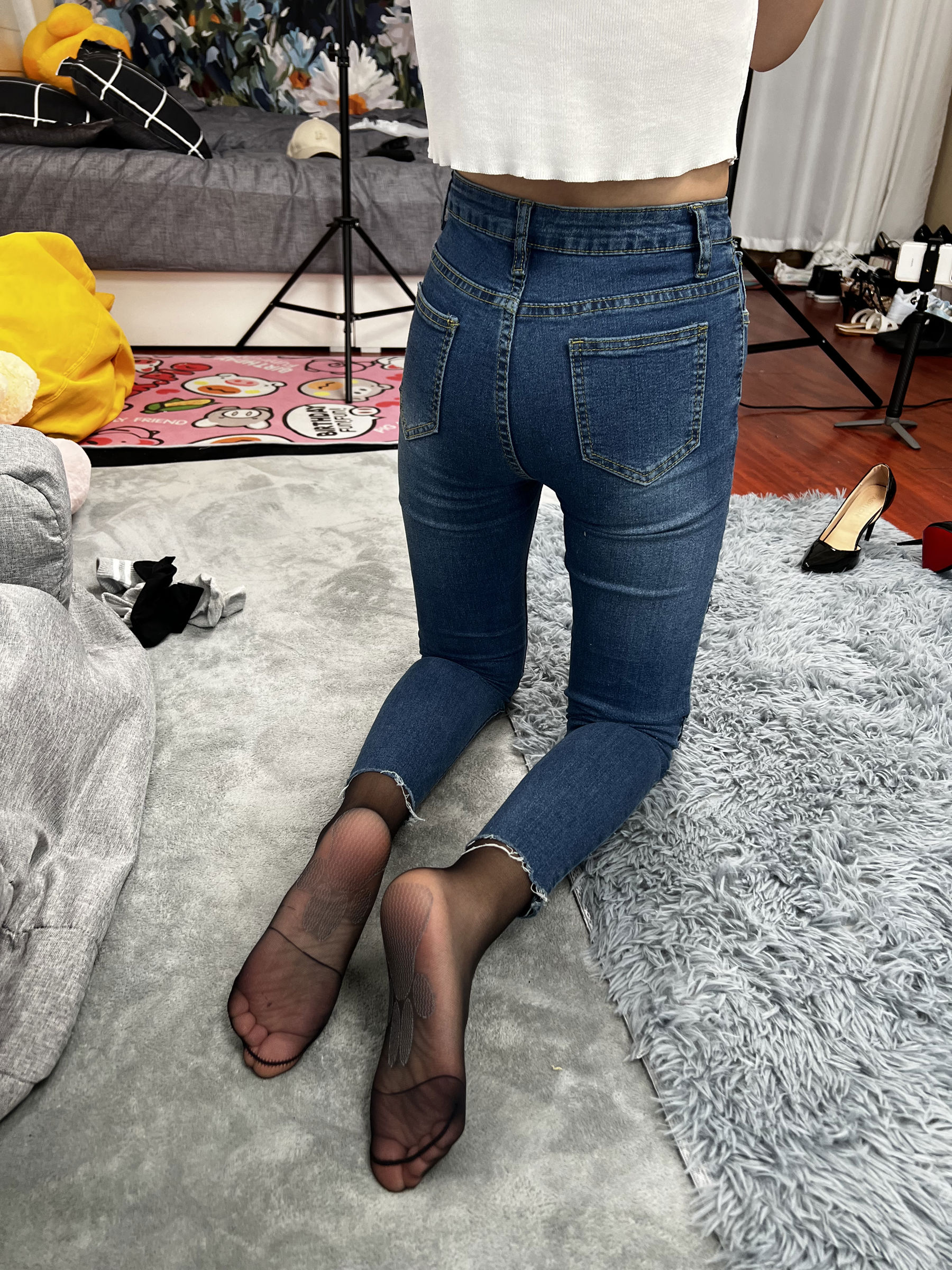 三禾摄影 No.024 牛仔裤里丝 帆布鞋 高跟/(201P)