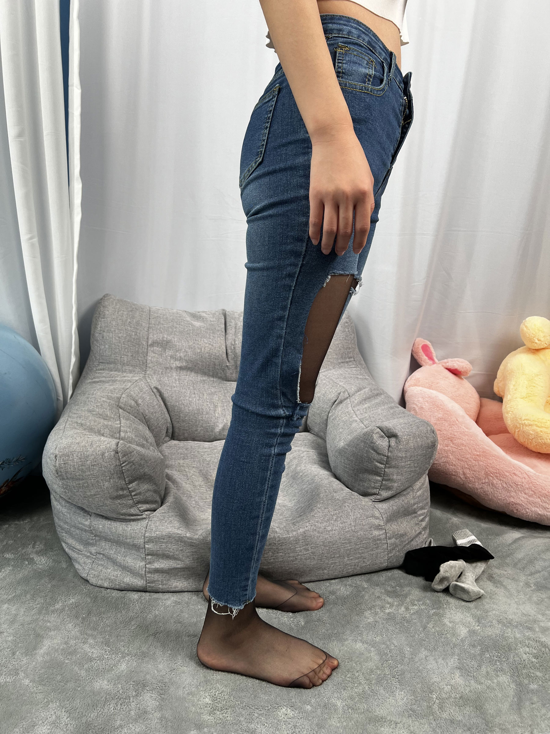 三禾摄影 No.024 牛仔裤里丝 帆布鞋 高跟/(201P)