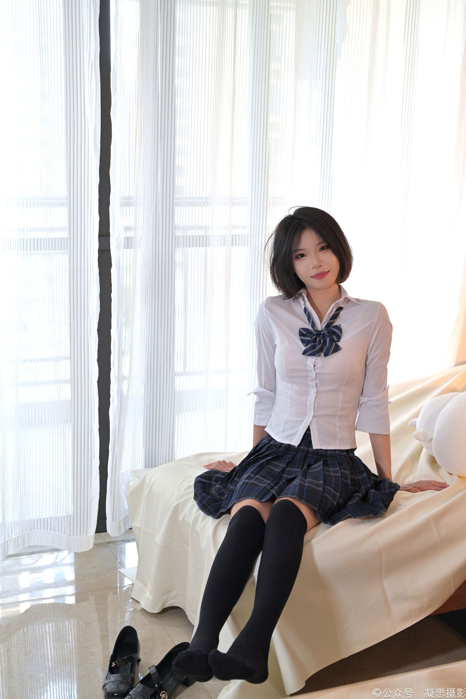 凝思摄影 No.011 小睿 - JK制服、过膝袜、玛丽珍鞋/(135P)