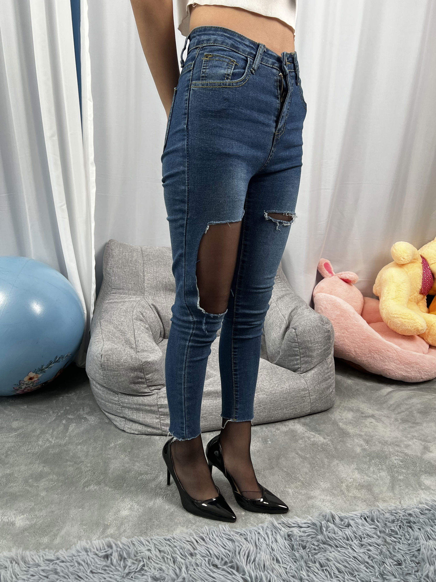 三禾摄影 No.024 牛仔裤里丝 帆布鞋 高跟/(201P)