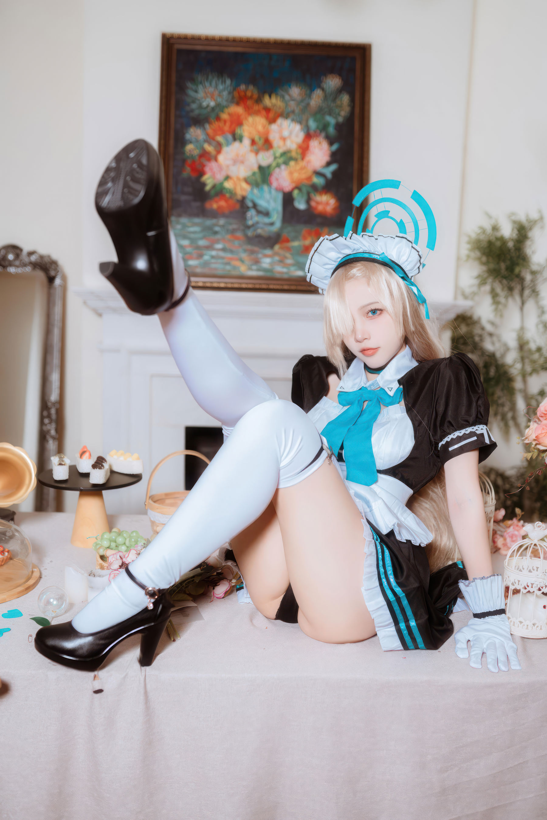 人气Coser 二佐Nisa - 蔚蓝档案 一之 濑明日奈 女仆/(30P)