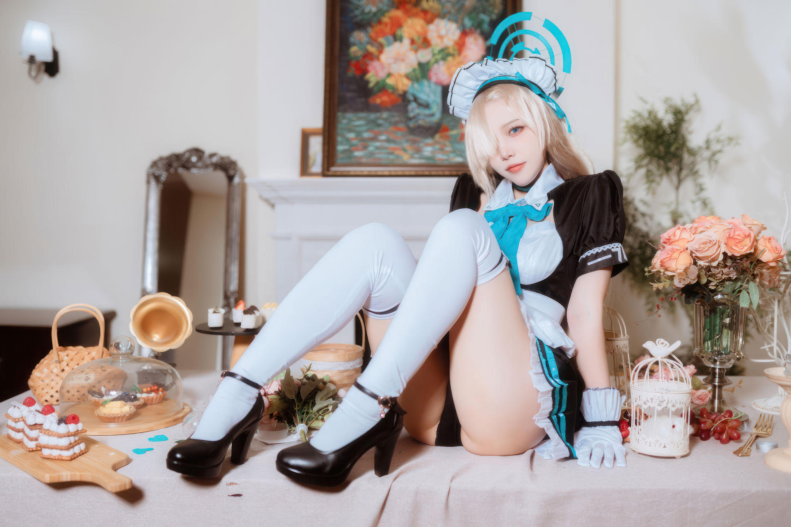 人气Coser 二佐Nisa - 蔚蓝档案 一之 濑明日奈 女仆/(30P)