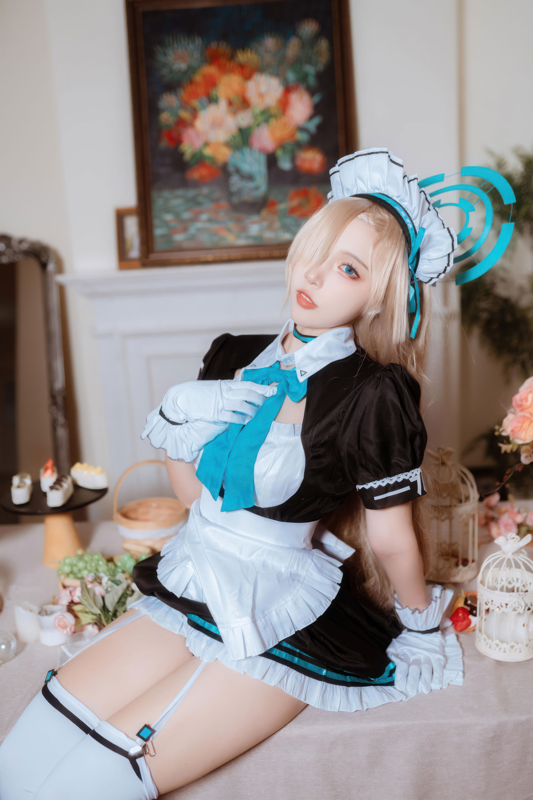 人气Coser 二佐Nisa - 蔚蓝档案 一之 濑明日奈 女仆/(30P)