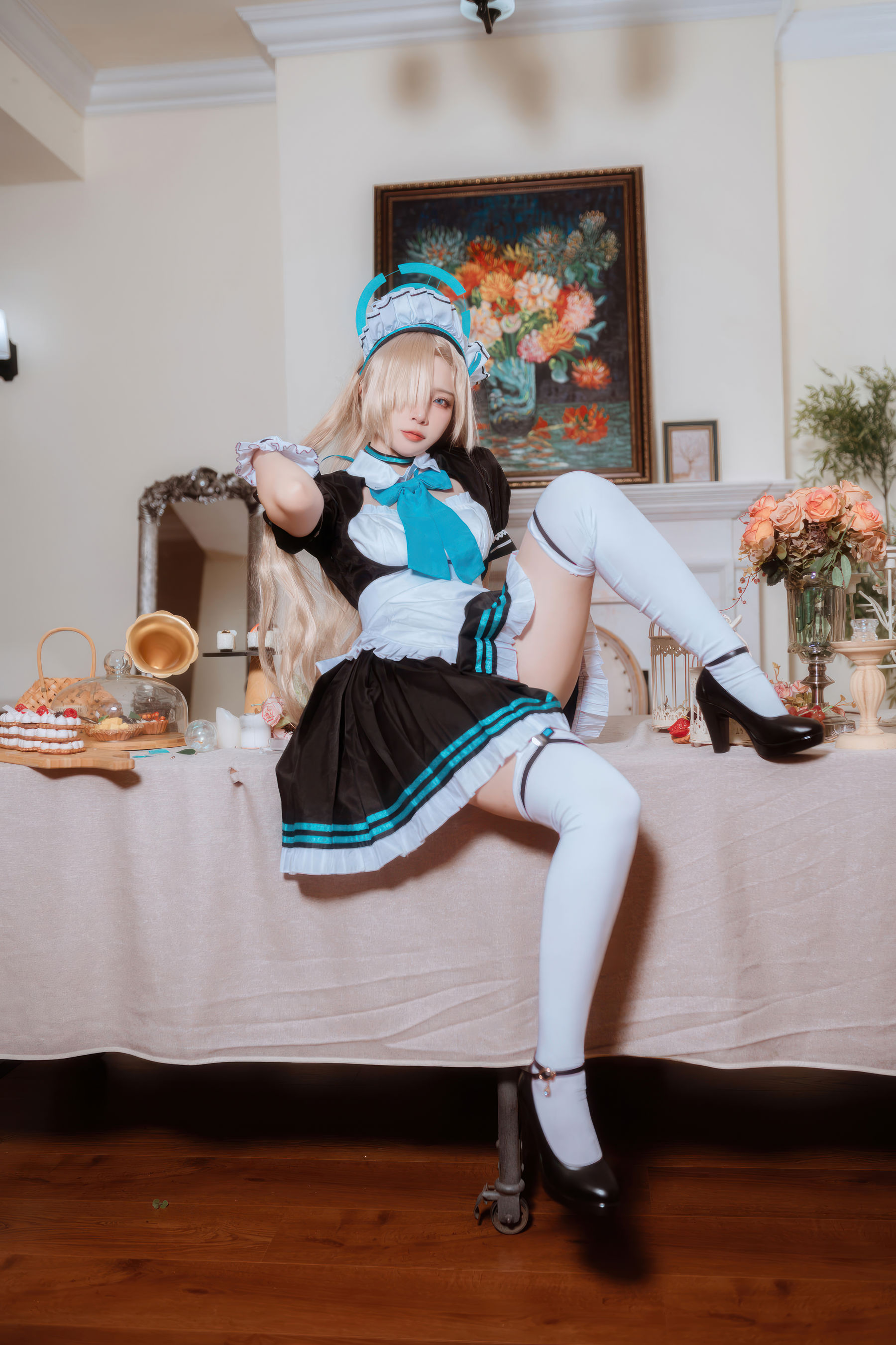 人气Coser 二佐Nisa - 蔚蓝档案 一之 濑明日奈 女仆/(30P)