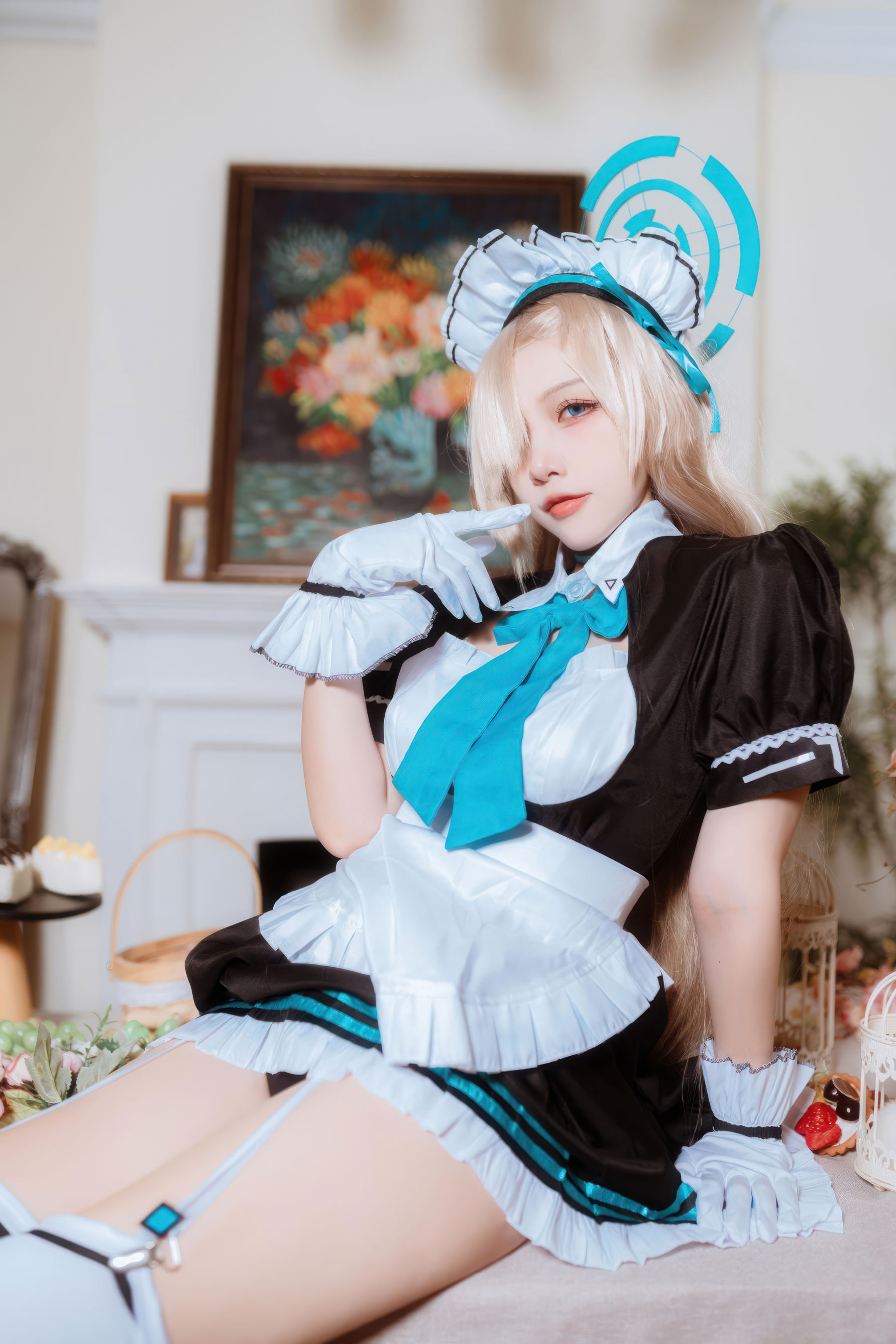 人气Coser 二佐Nisa - 蔚蓝档案 一之 濑明日奈 女仆/(30P)